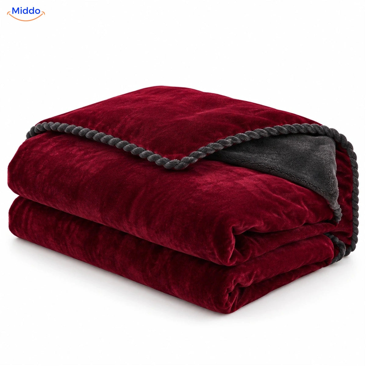 Housse de couette en peluche Bordeaux | Gris foncé