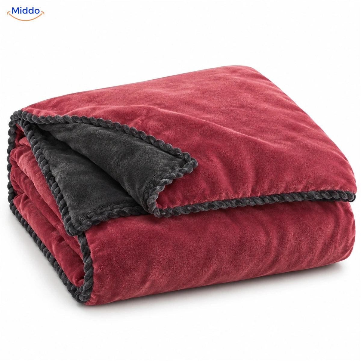 Housse de couette en peluche Vieux rose | Gris foncé