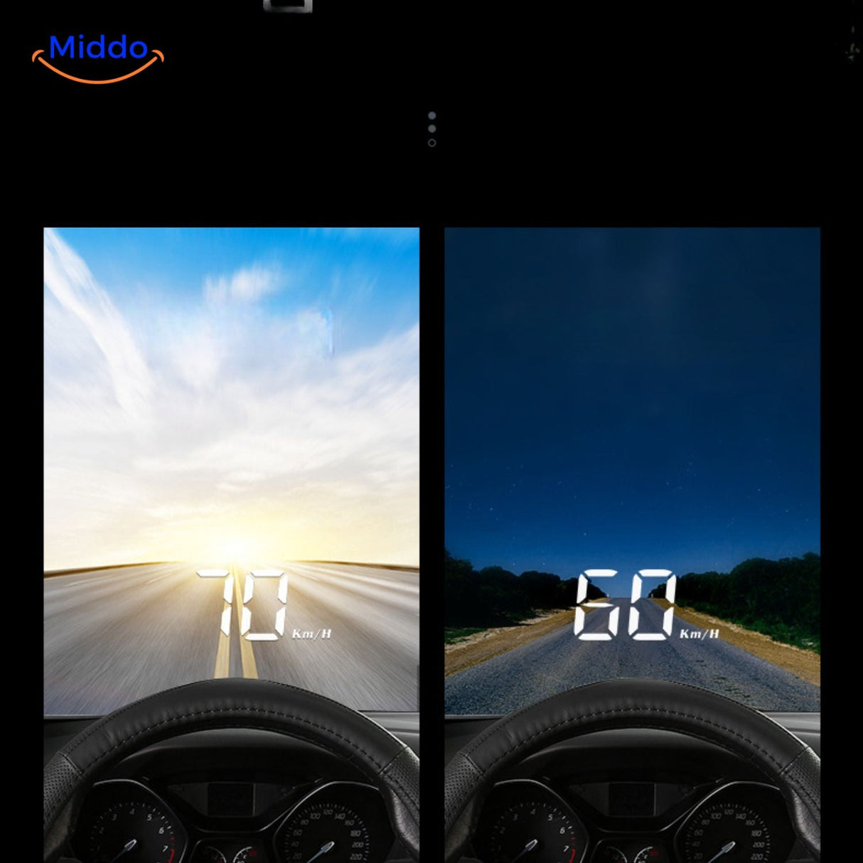 afficheur tête haute intelligent avec connexion OBD sans fil pour données véhicule en temps réel