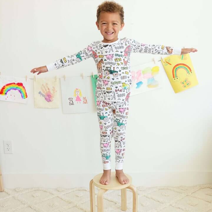 Pyjama à Colorier Pour Enfant - Ensemble Lavable Avec Motifs à Personnaliser - Cadeau Créatif DIY Garçons Et Filles