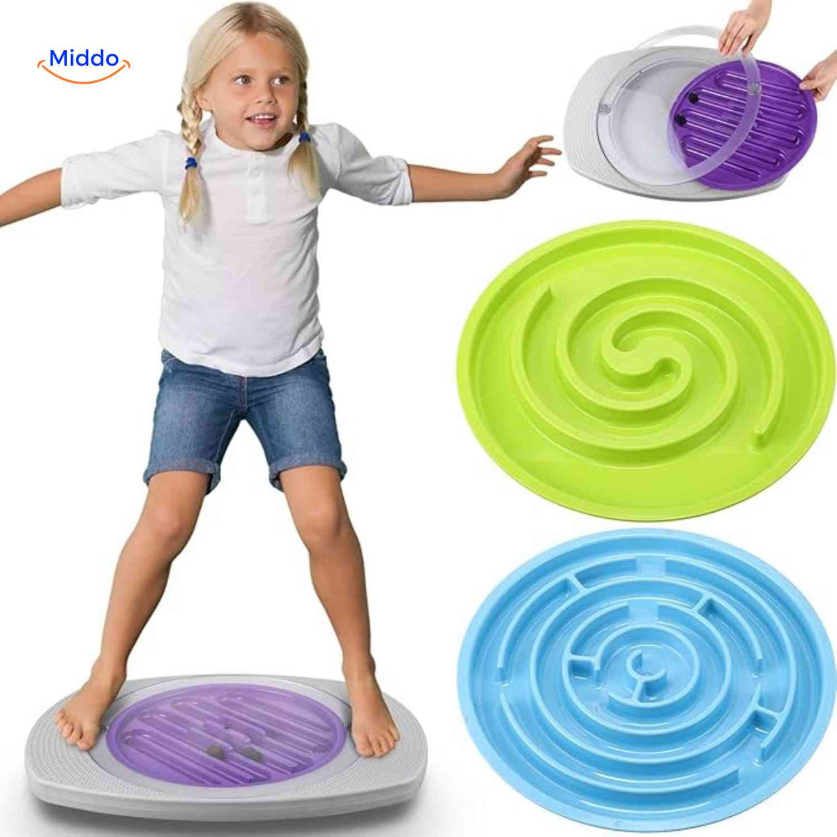 jeu d'equilibre sensoriel pour enfant avec disques labyrinthe interchangeables