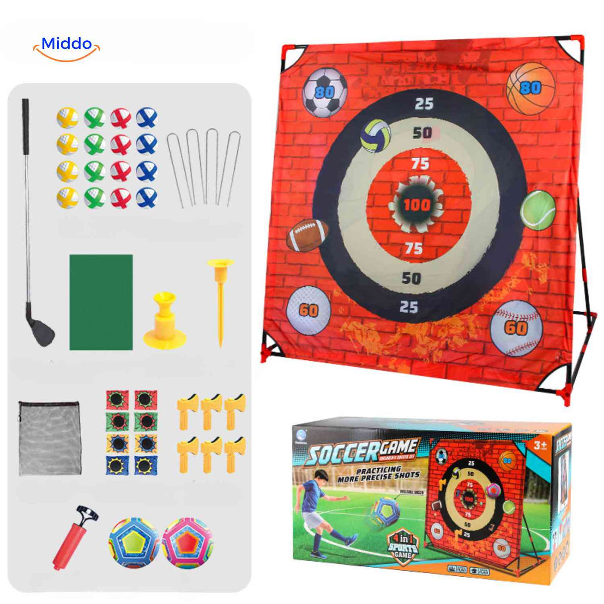 set de golf avec cible rouge pour jeu de tir sportif et éducatif pour enfants