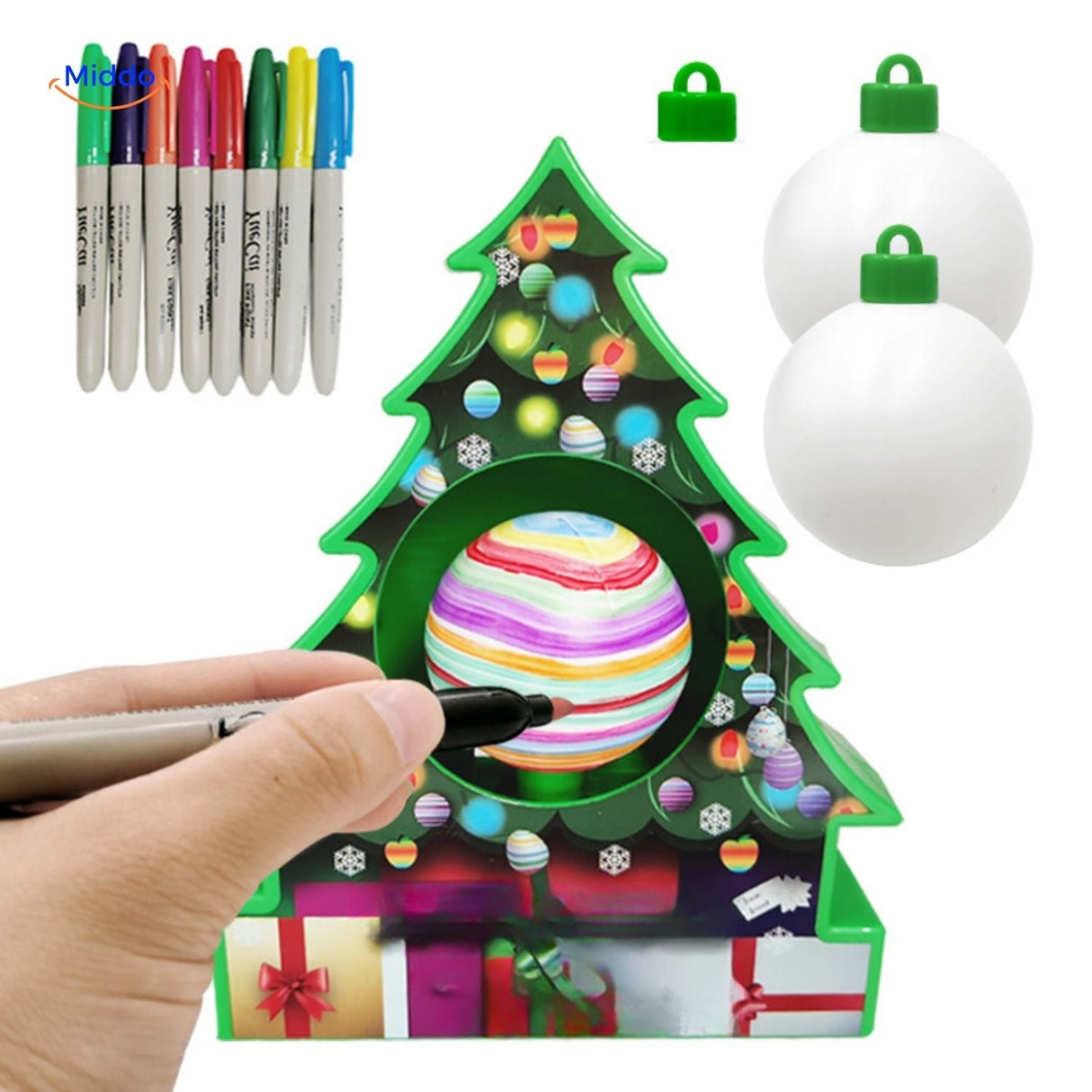 kit ornements de noël diy pour décorer le sapin avec peinture électrique artisanale