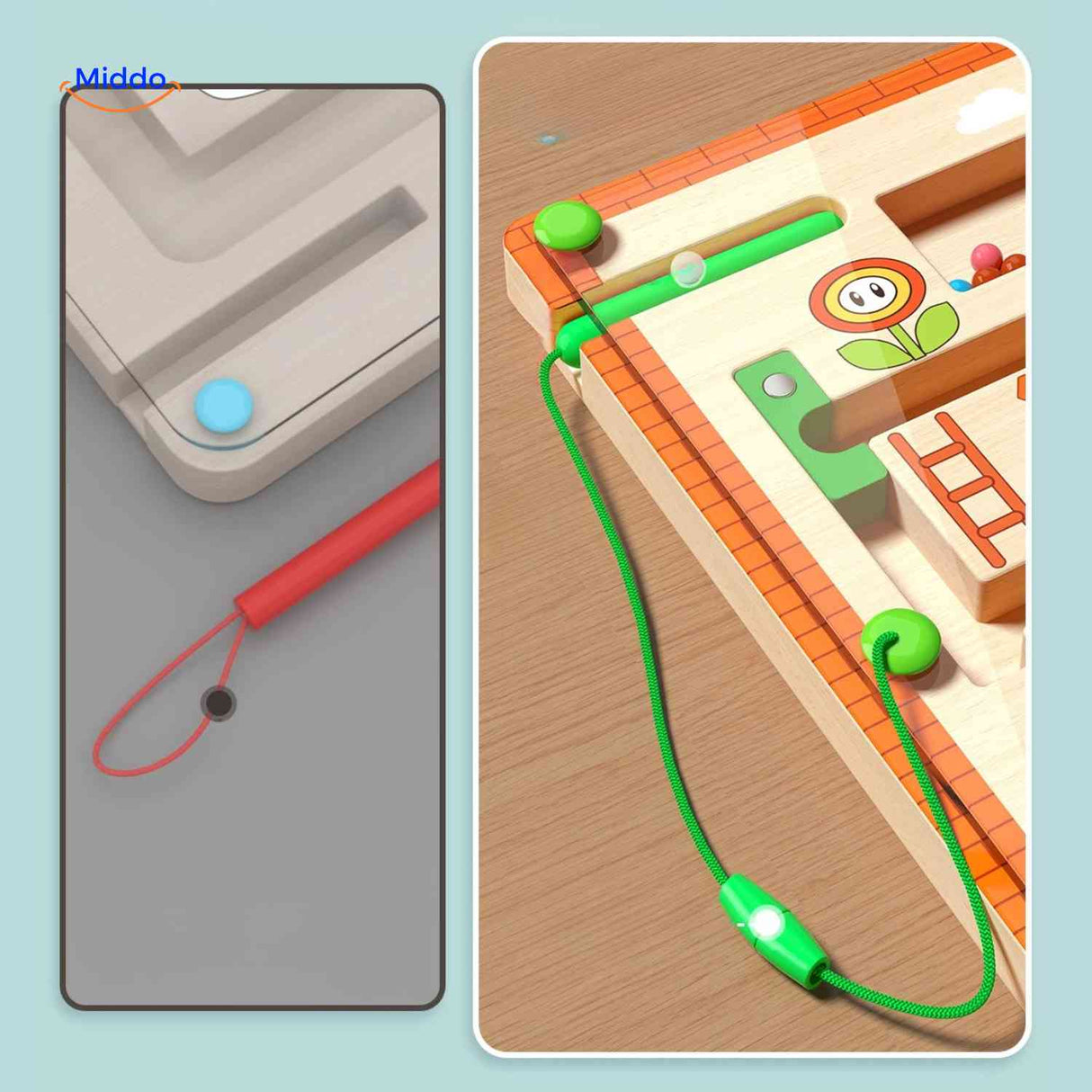 labyrinthe magnétique en bois avec stylo et billes colorées, jouet éducatif pour enfants