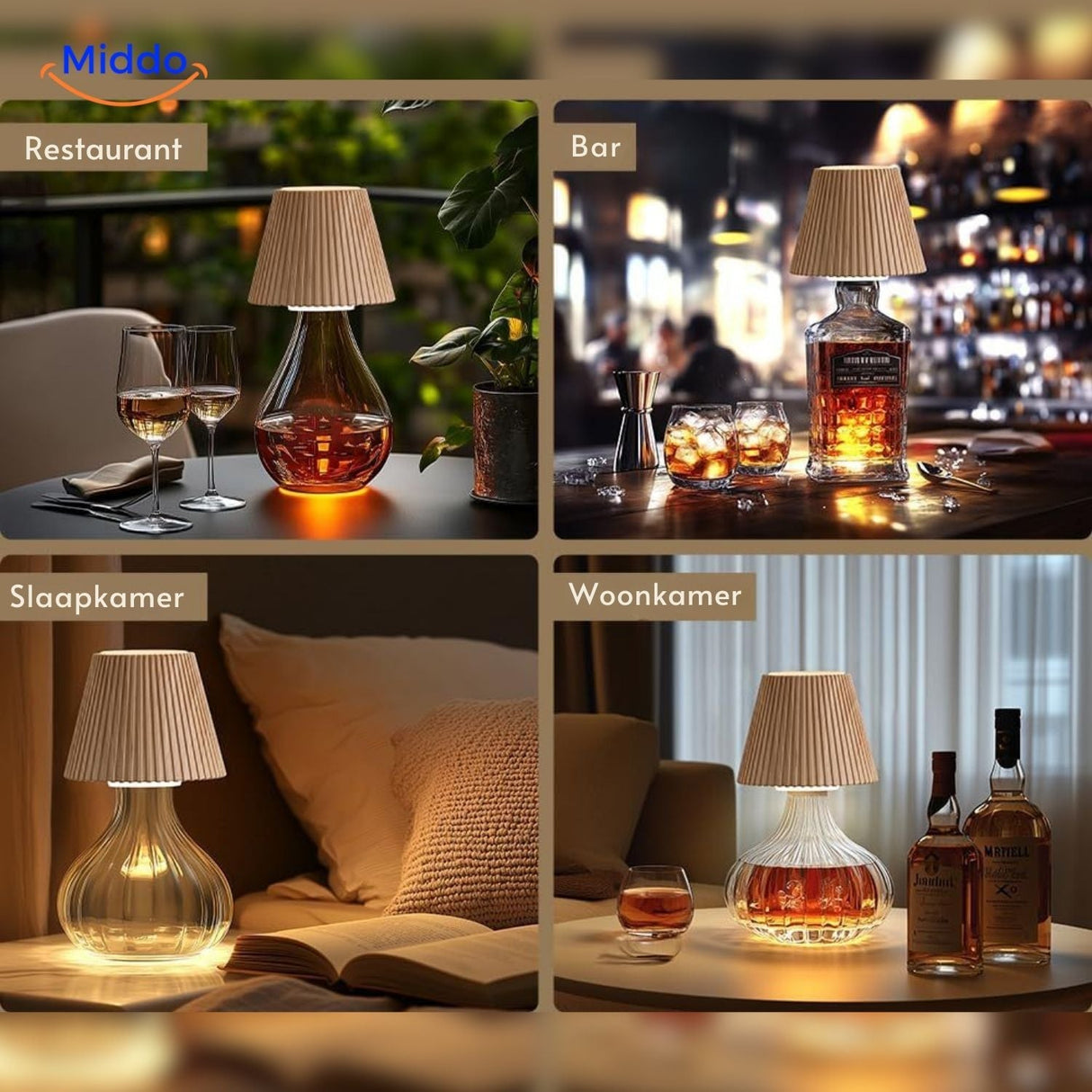 lampe bouteille led créant une lumière d'ambiance chaleureuse adaptée à tous les intérieurs