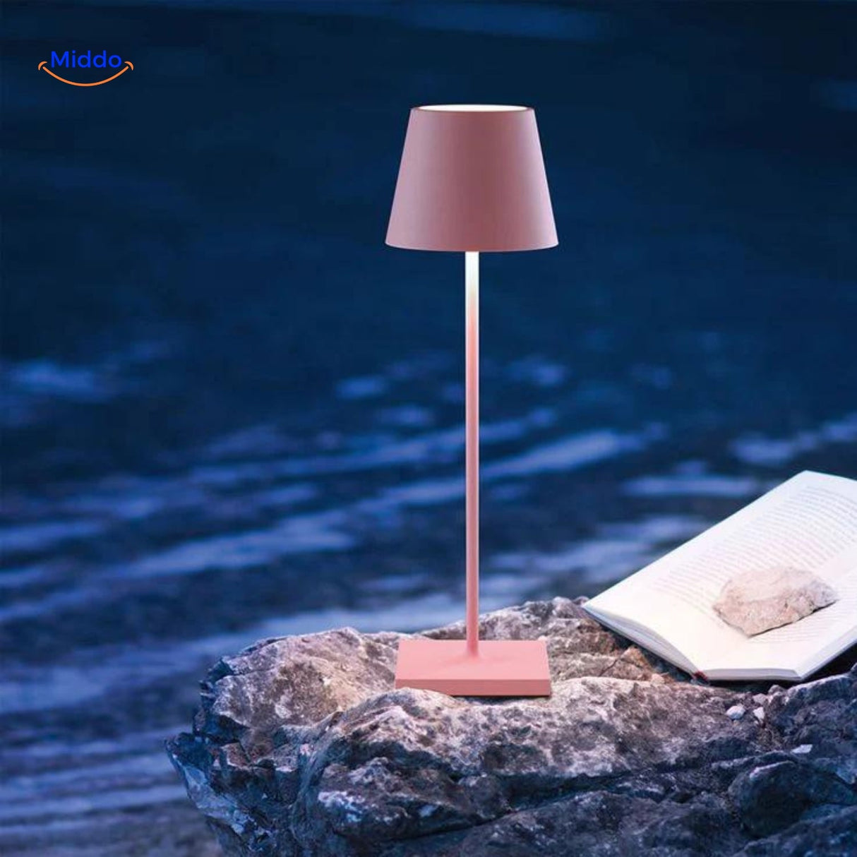 lampe de table led rose sans fil, rechargeable usb-c et étanche ip54 pour terrasse ou chambre