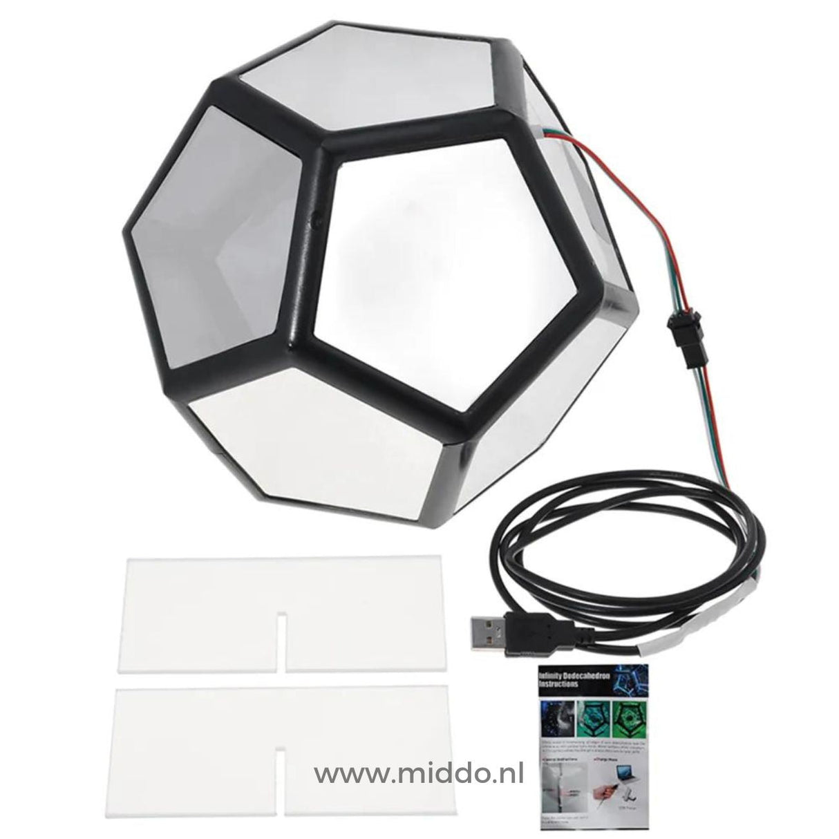 contenu du kit infinity light avec câbles et notice, tout ce qui est inclus dans la boîte