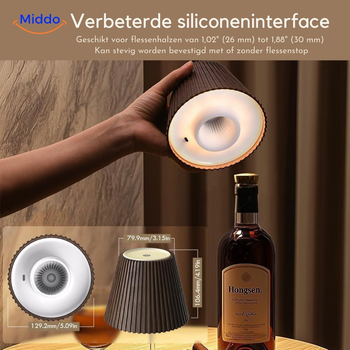 lampe de table led avec interface en silicone qui s'emboîte sur n'importe quelle bouteille