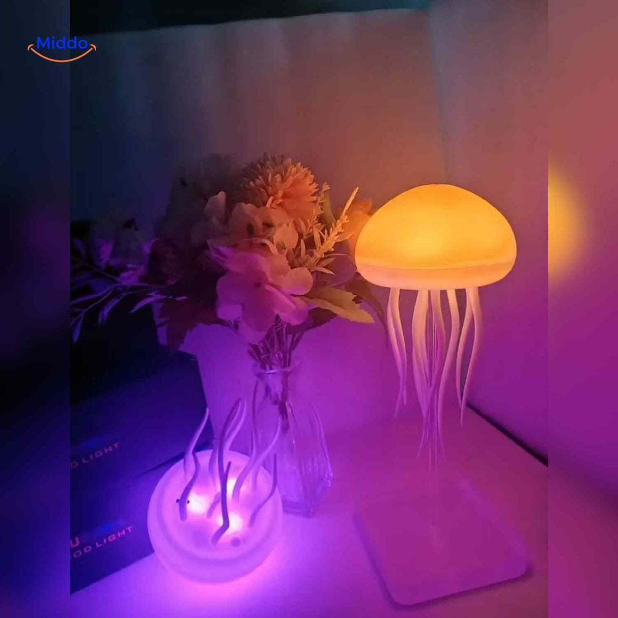 lampe méduse créant une ambiance romantique avec une lumière chaude et tamisée