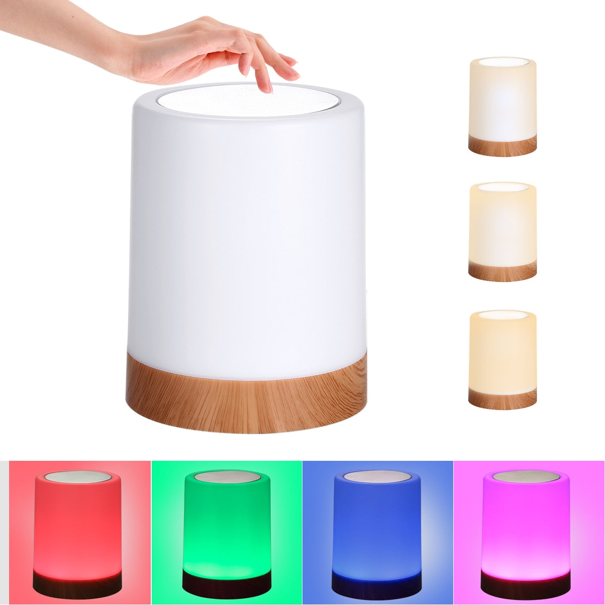 lampe tactile avec différents modes de couleurs et réglages d'intensité lumineuse