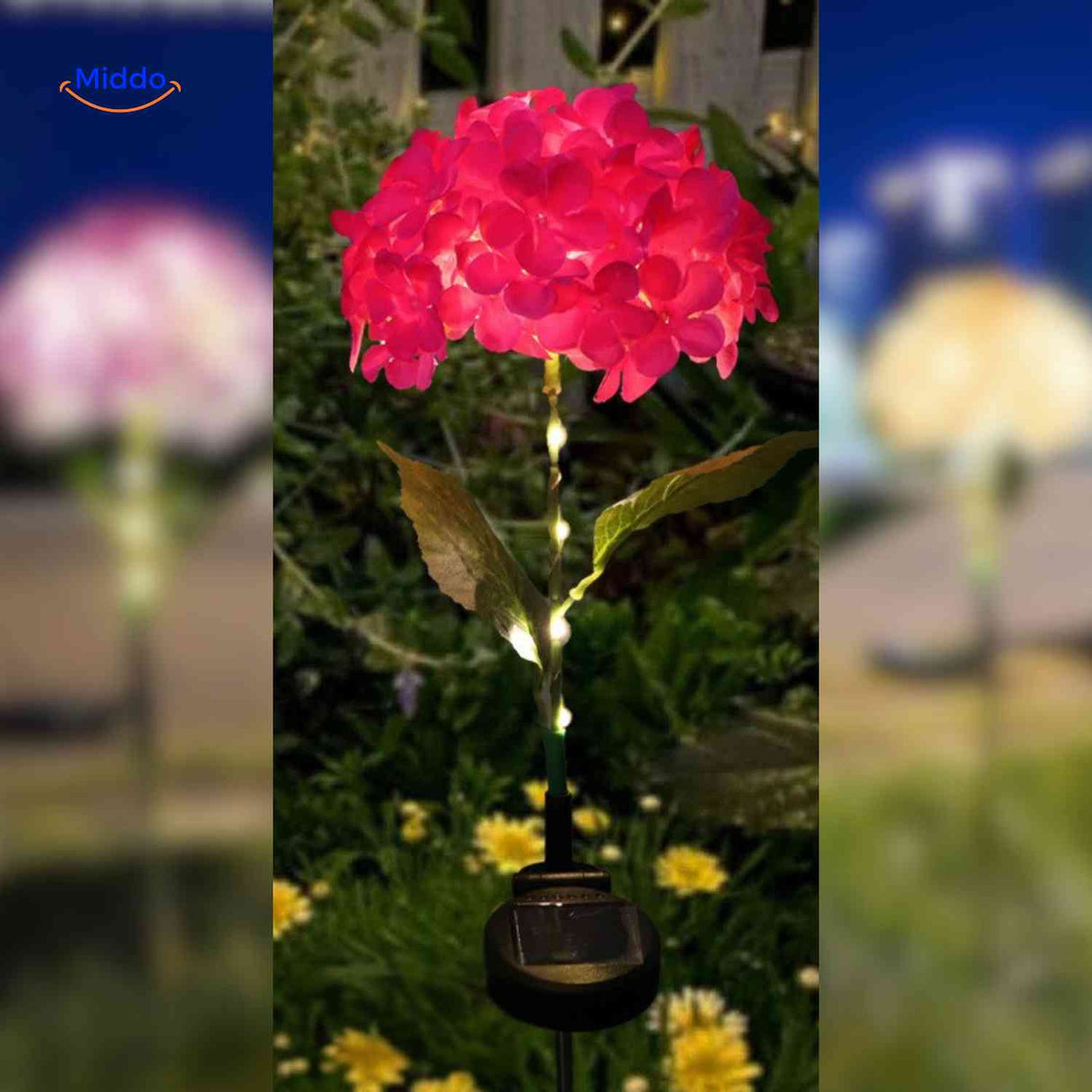 lanterne solaire hortensia rouge éclairage extérieur solaire pour jardin et balcon