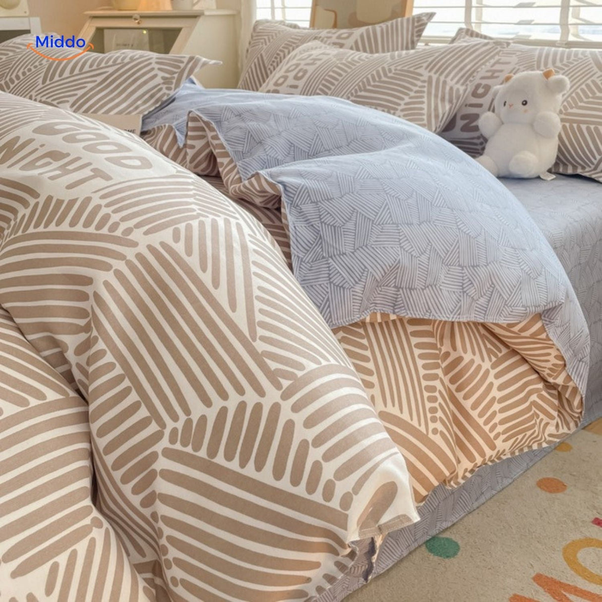 linge de lit bébé set 4 pièces motif rayures neutres, classique et intemporel pour chambre bébé