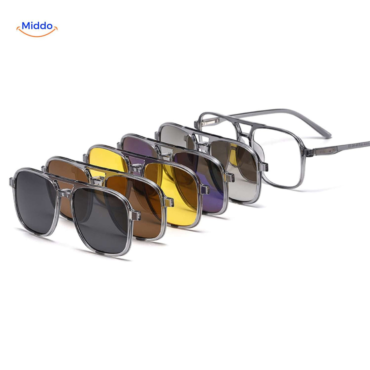 lunettes de soleil modulaires a clip magnetique adaptees a chaque type de luminosite, jour et nuit