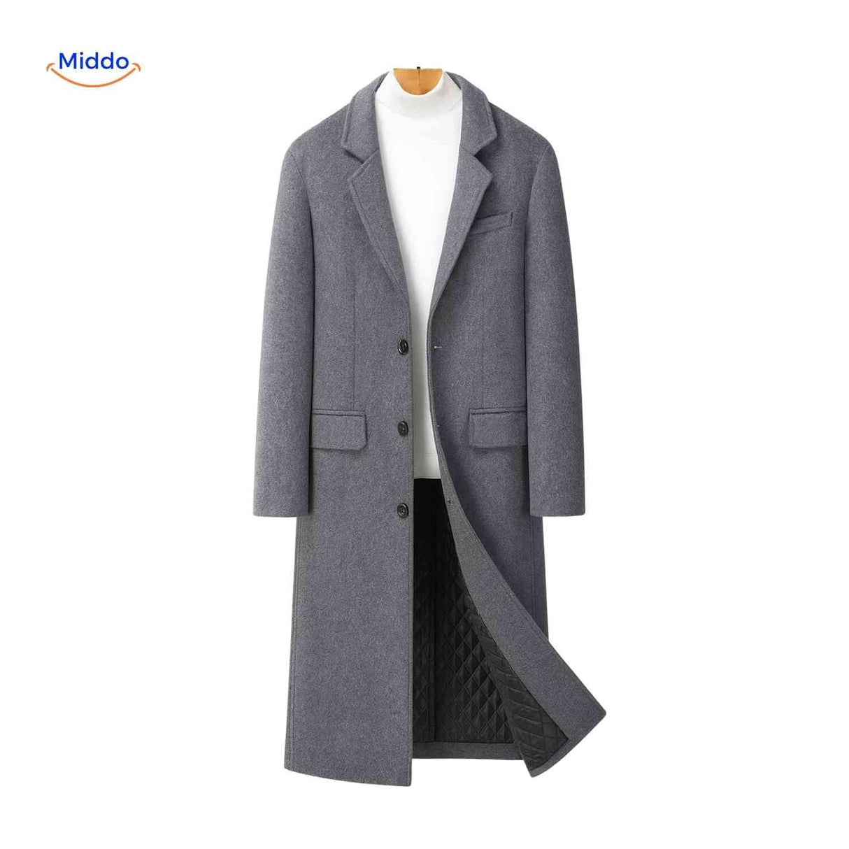pardessus laine gris long pour homme, silhouette soignée au style héritage britannique