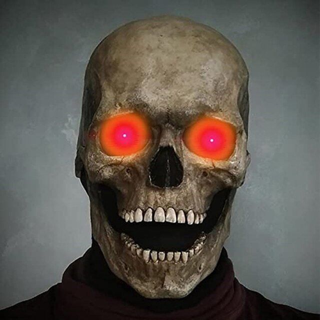masque crâne halloween avec yeux rouges vifs et bouche grimaçante