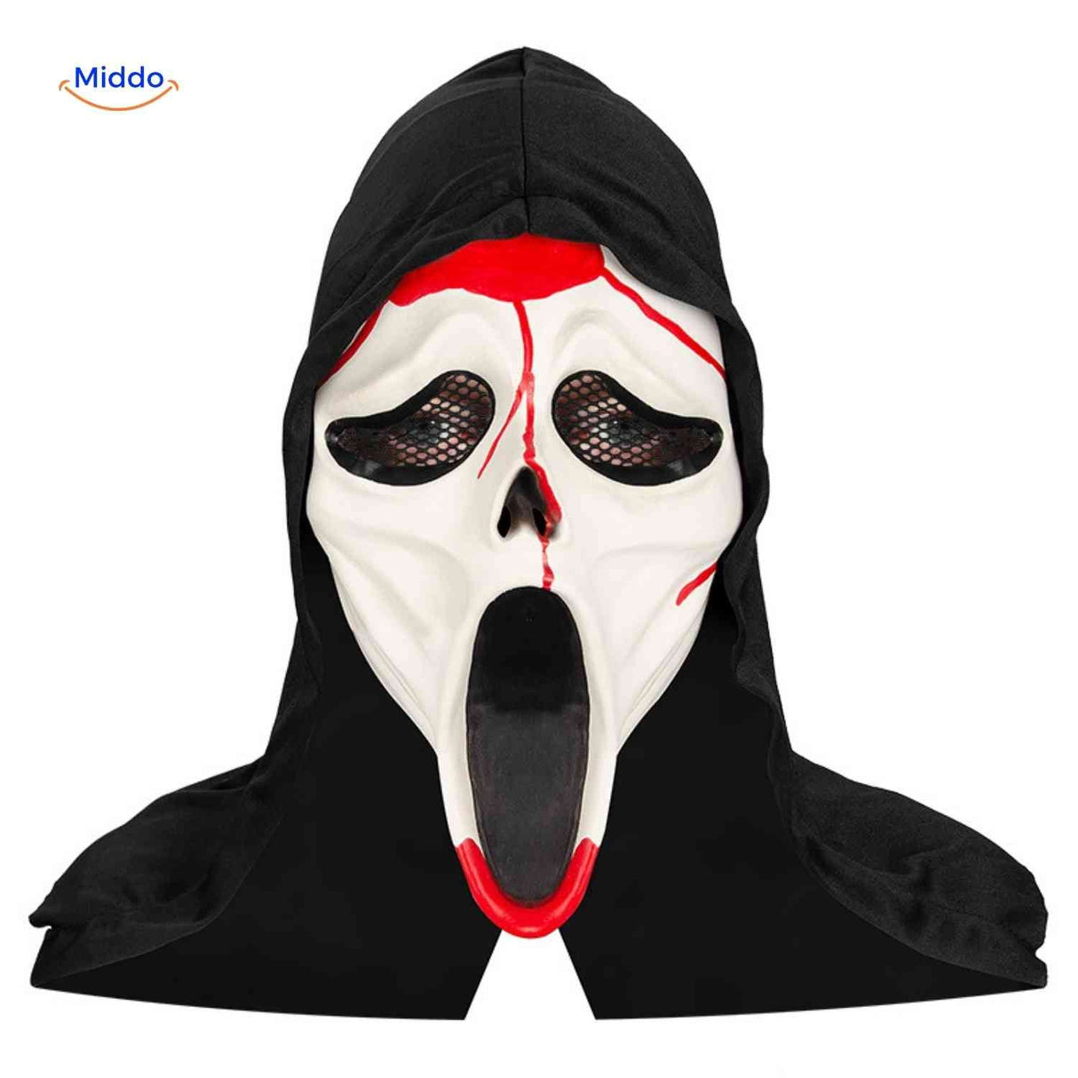 masque halloween style scream grisant, parfait pour costumes d'horreur
