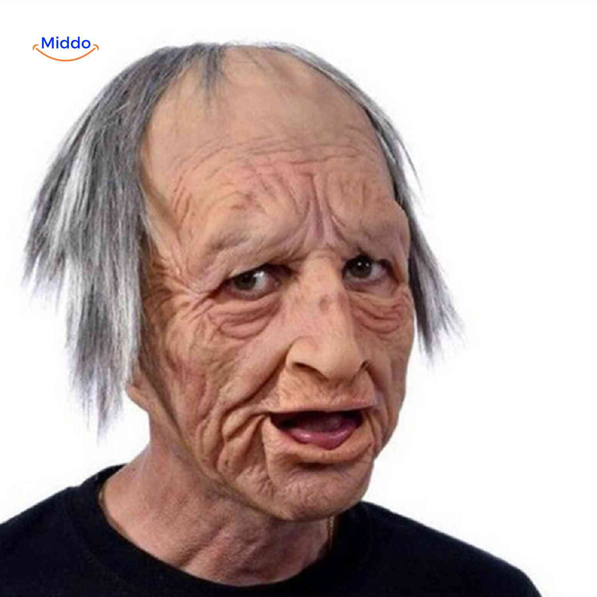 masque latex vieil homme aux cheveux gris, aspect réaliste pour halloween et canulars