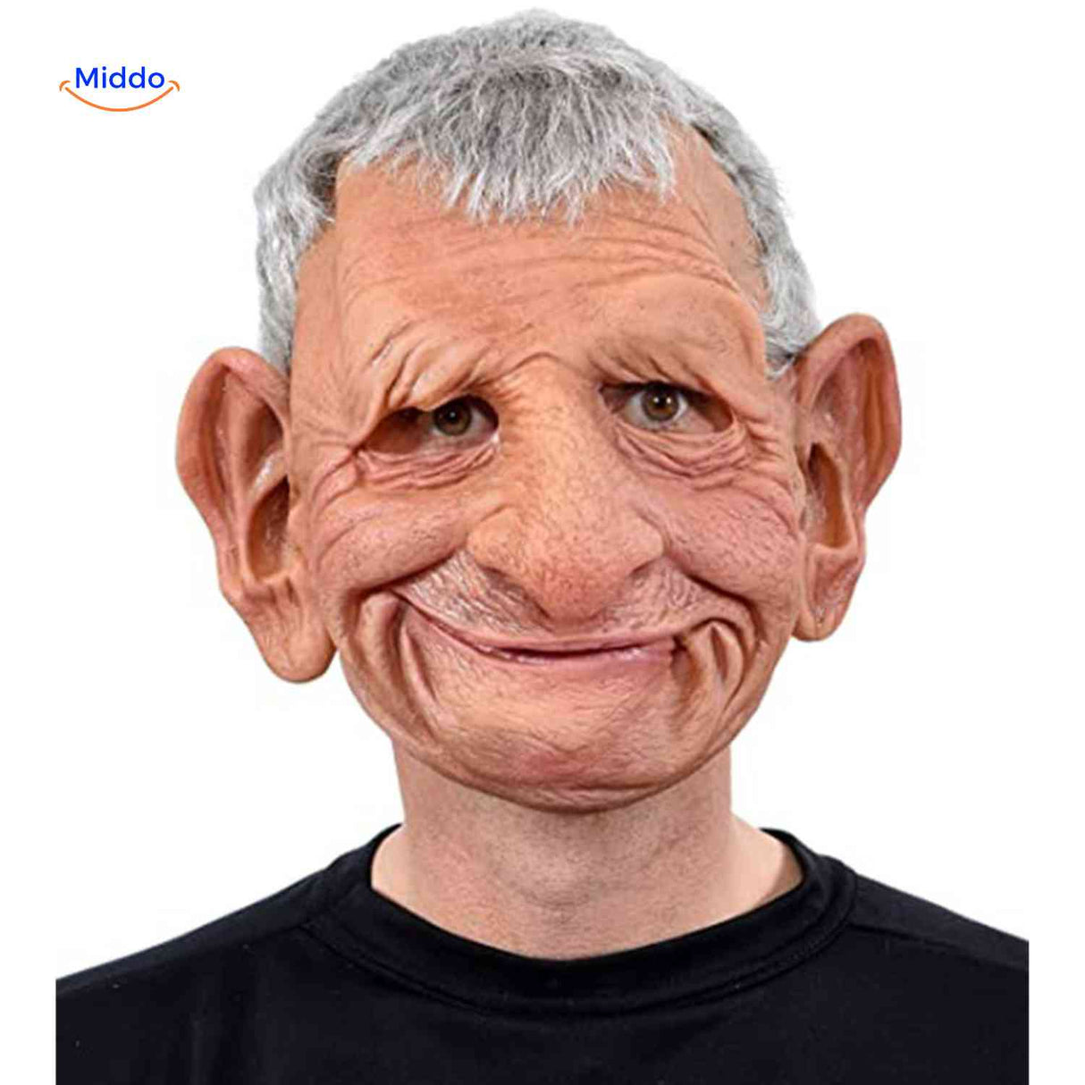 masque latex vieil homme amusant avec grandes oreilles, déguisement original halloween