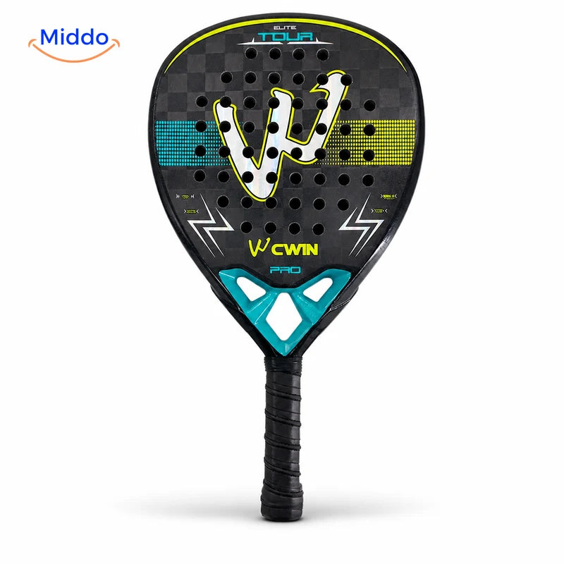 ProStrike raquette de padel: modèle noir et turquoise vu de face.
