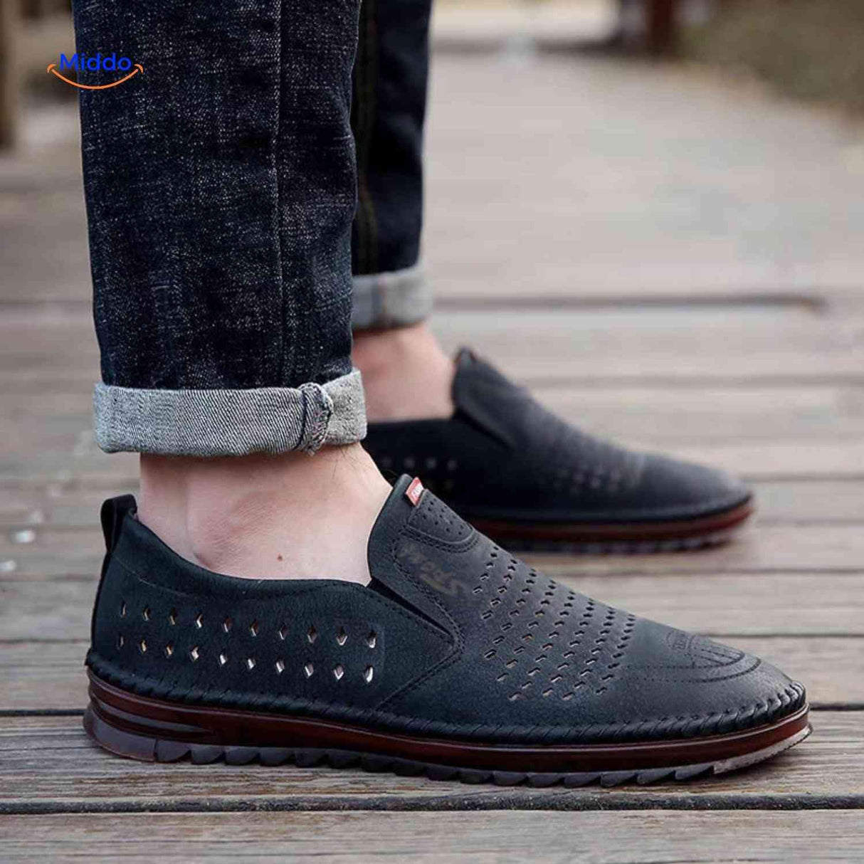 mocassins marron homme coupe casual, semelle confortable et enfiler facilement