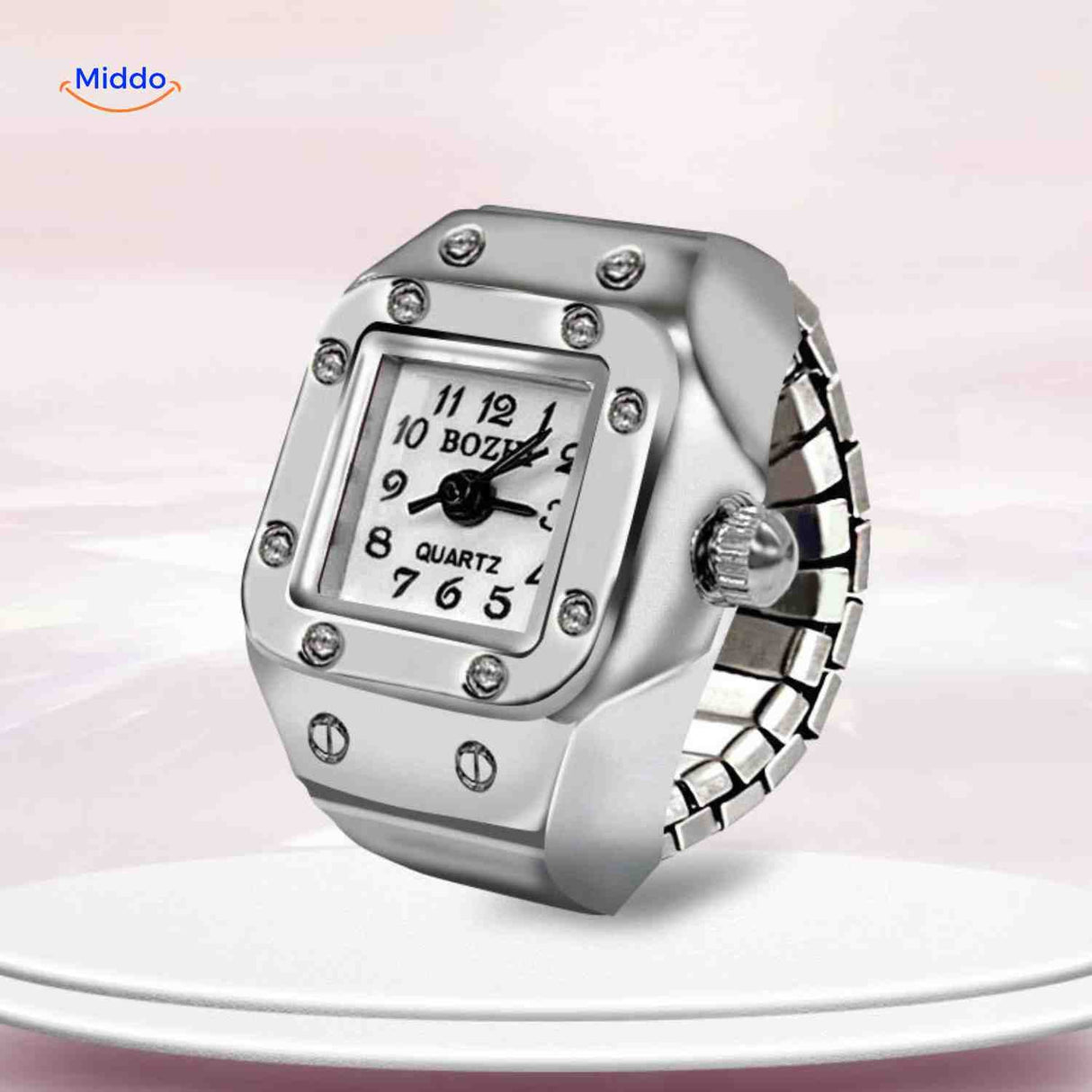 montre-bague à cadran blanc, design épuré et élégant pour tous