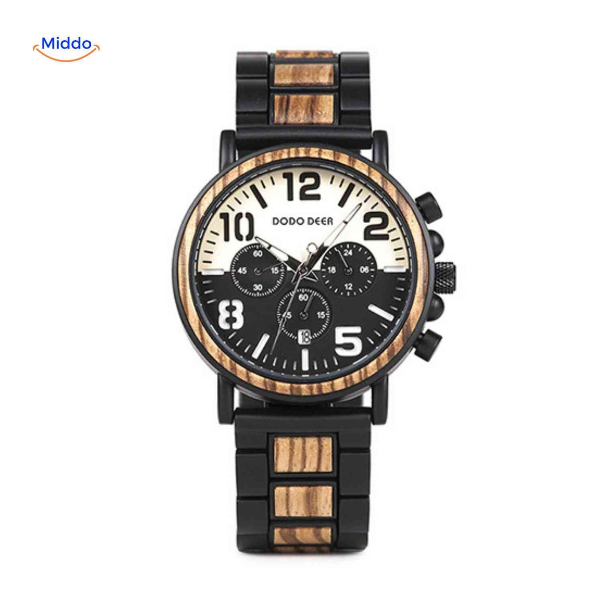 montre en bois chronographe au style robuste et masculin, design audacieux et naturel