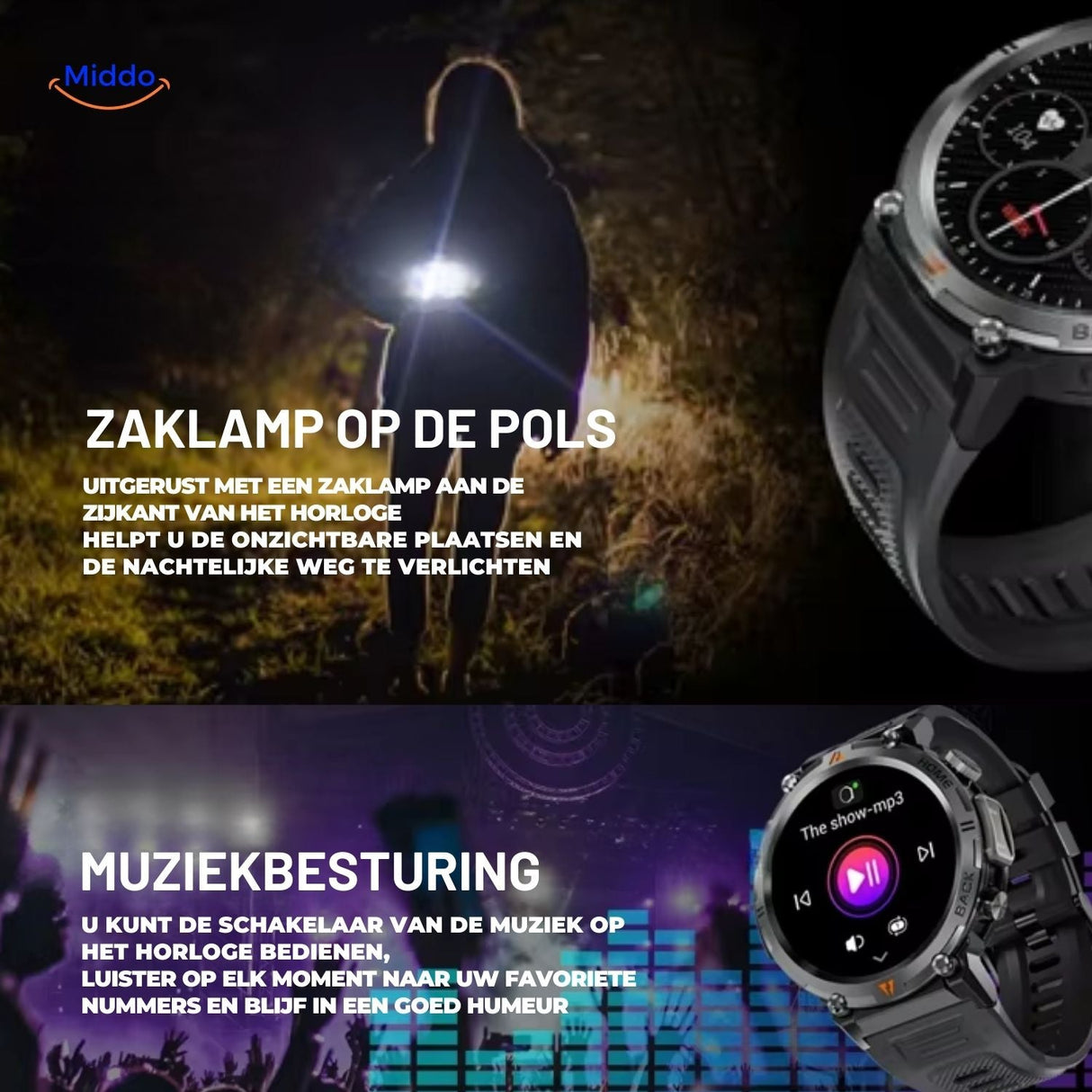 montre LED avec fonction lampe torche intégrée, pratique en extérieur la nuit