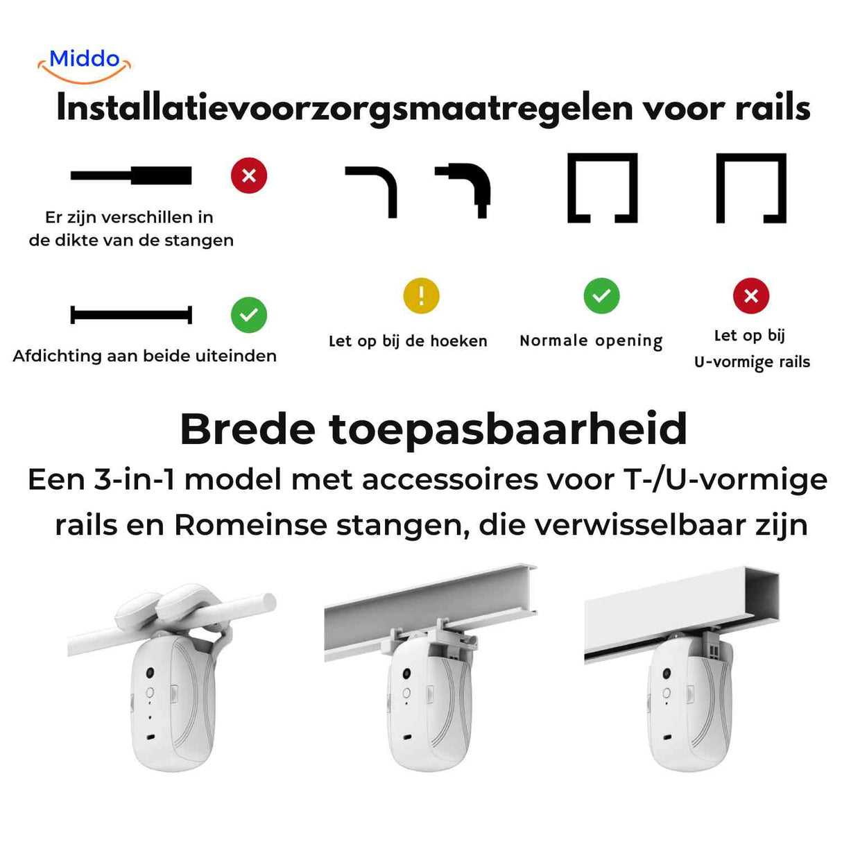 guide d'installation du moteur de rideau et compatibilité avec plusieurs types de rails