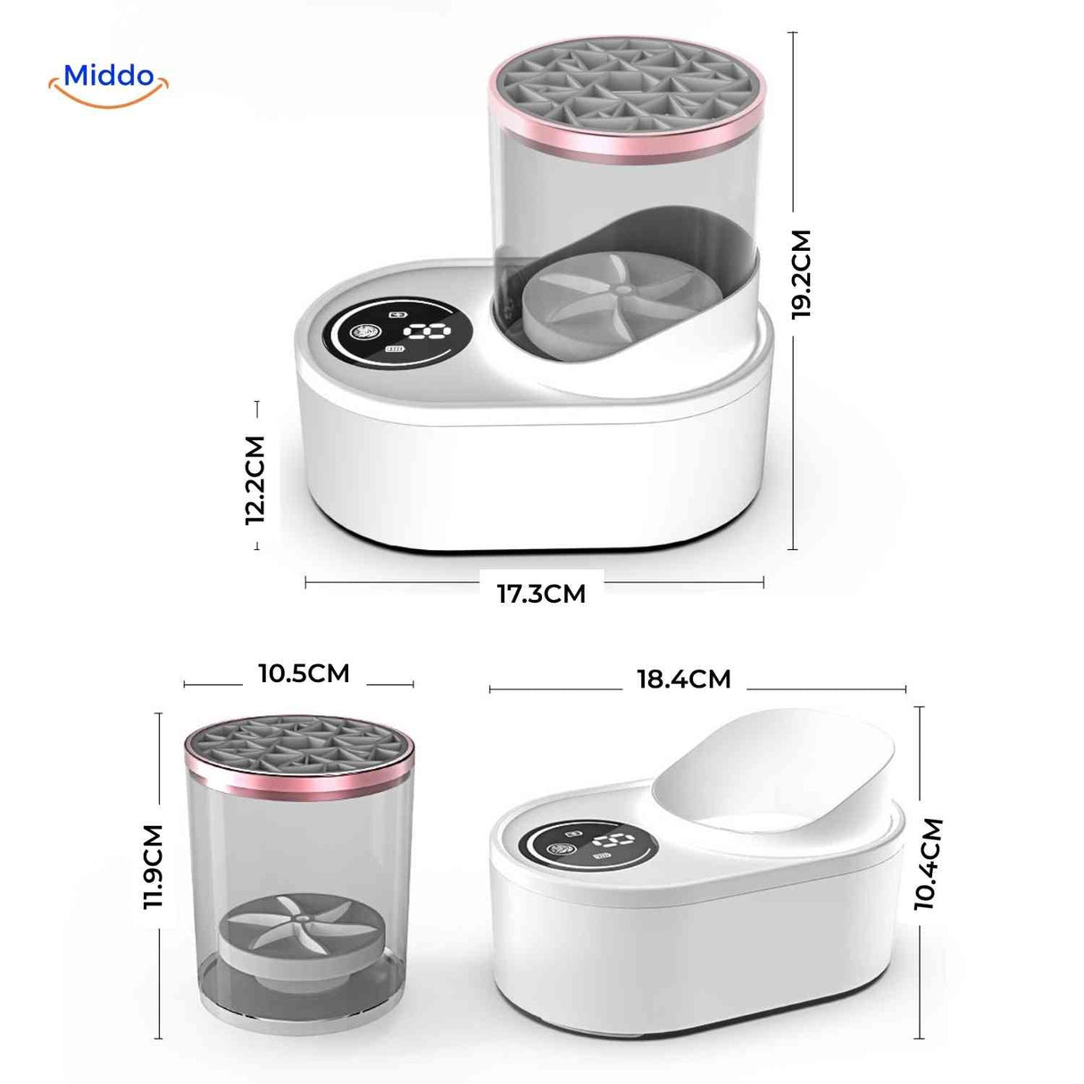 nettoyeur pinceaux avec reservoir d'eau amovible et commande tactile intuitive