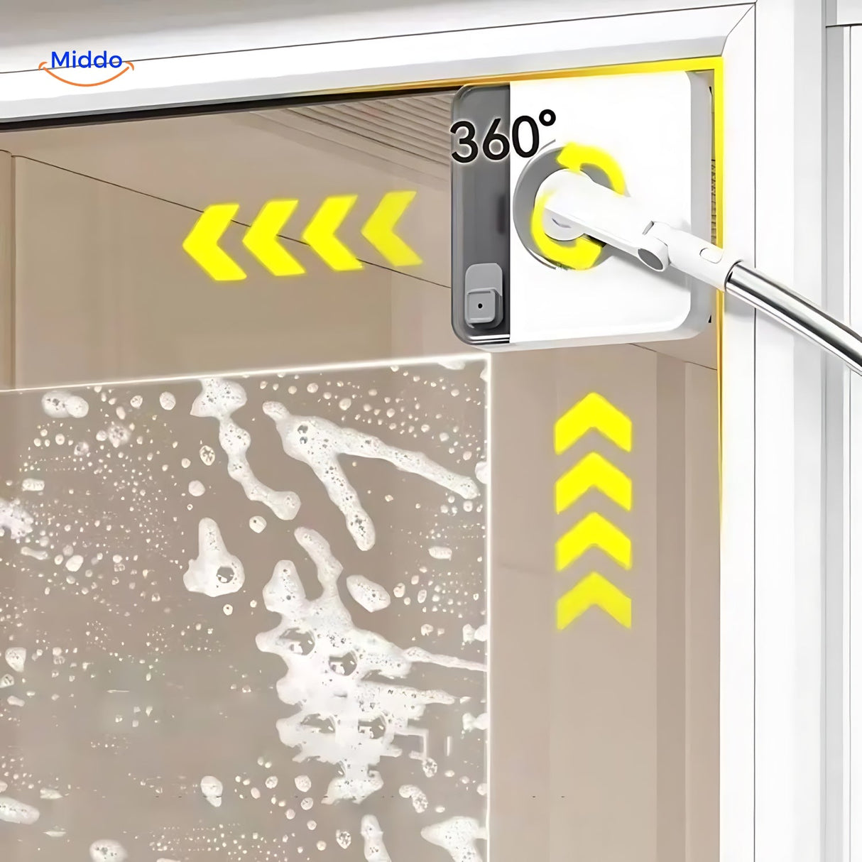 nettoyeur de vitre extérieure double face avec rotation 360° pour atteindre tous les angles