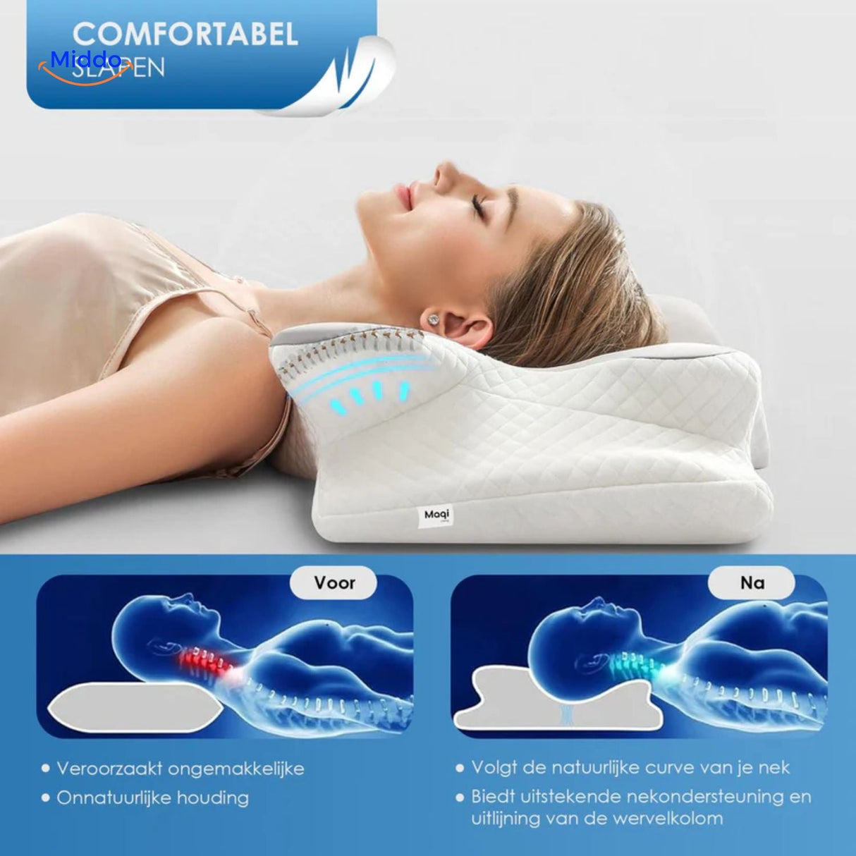 oreiller ergonomique avec ventilation optimisée pour réguler la température pendant le sommeil