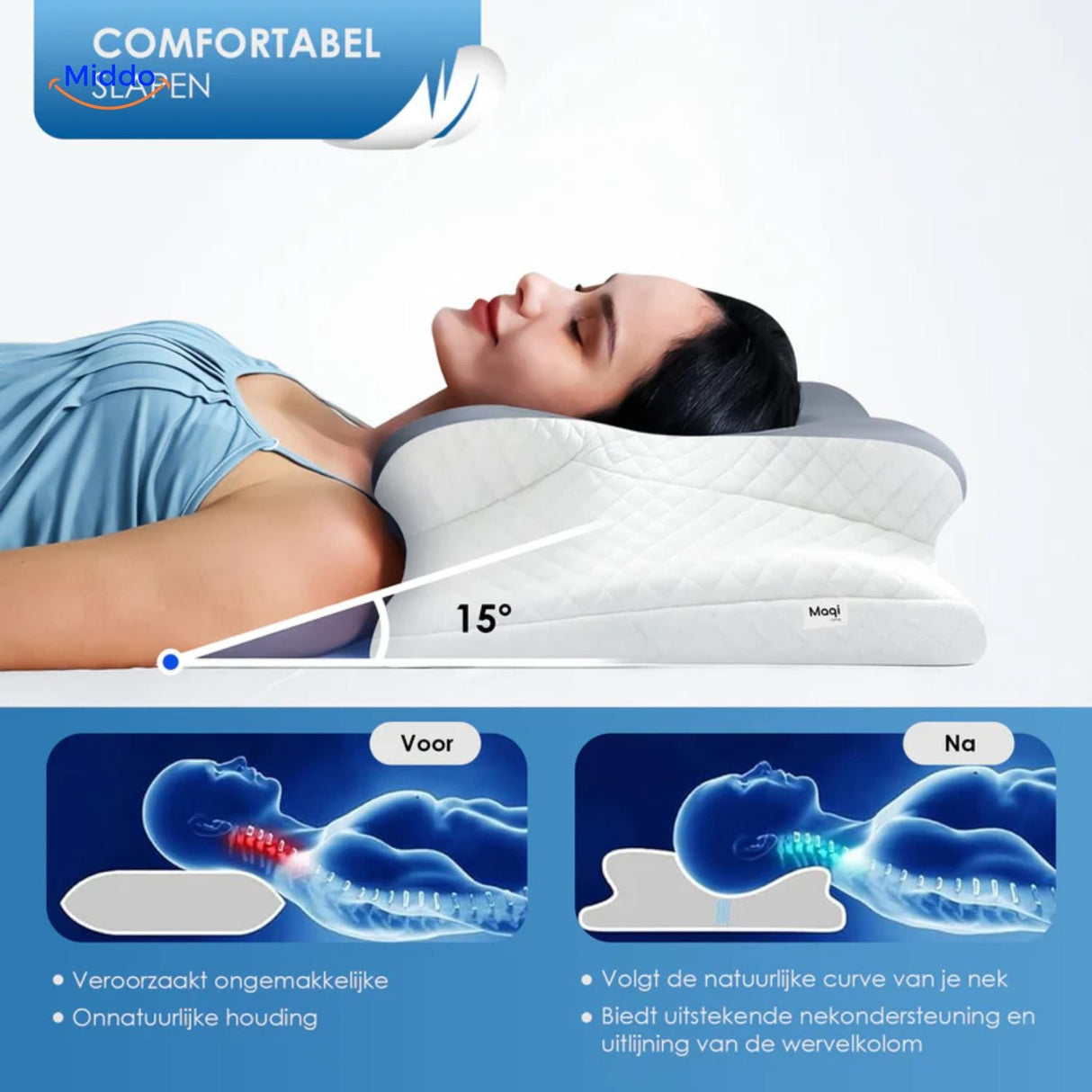 oreiller à mémoire de forme en position de sommeil, soutien doux et enveloppant pour le cou