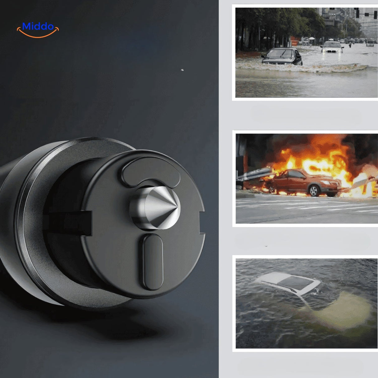 safekey outil de secours multifonction pour la voiture, brise-vitre et coupe-ceinture intégrés