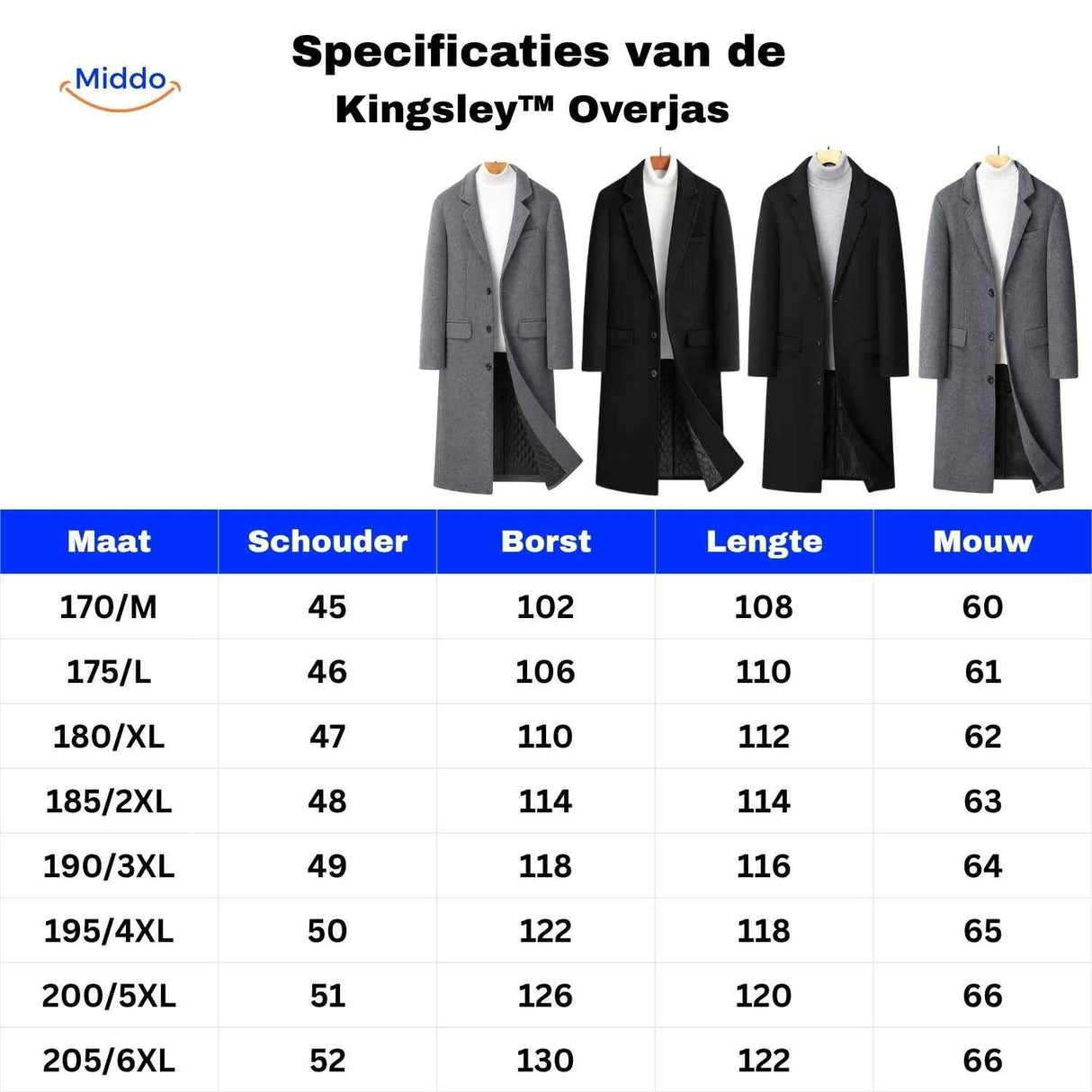 guide des tailles et spécifications du pardessus laine, tableau de correspondance des mensurations