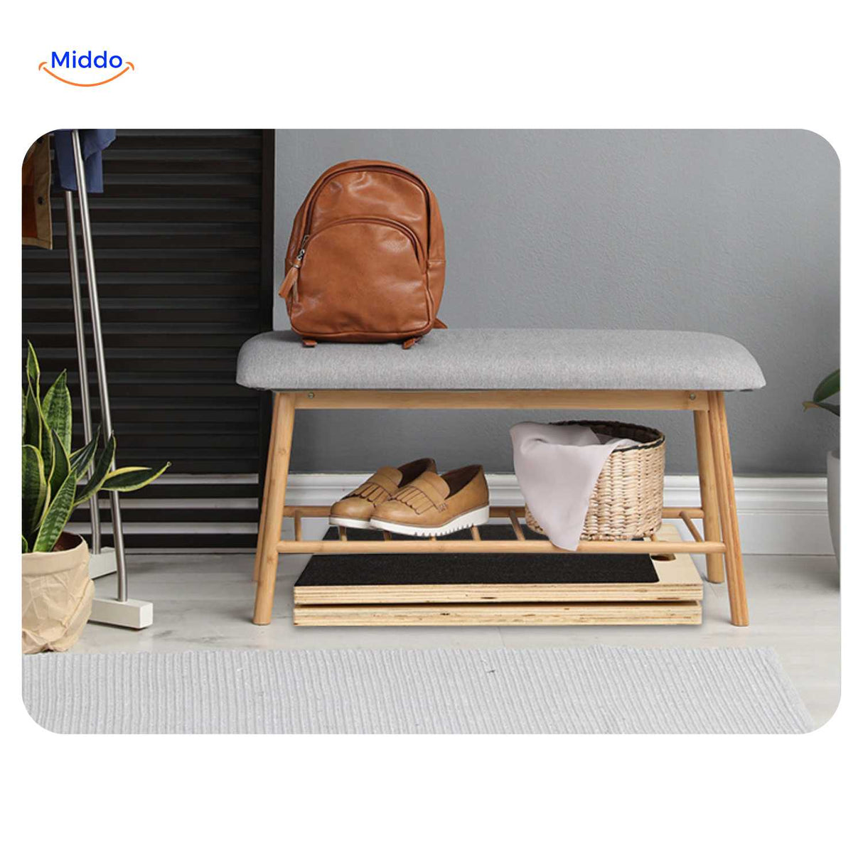 flexiplank rangée discrètement sous un meuble grâce à son système de rangement compact