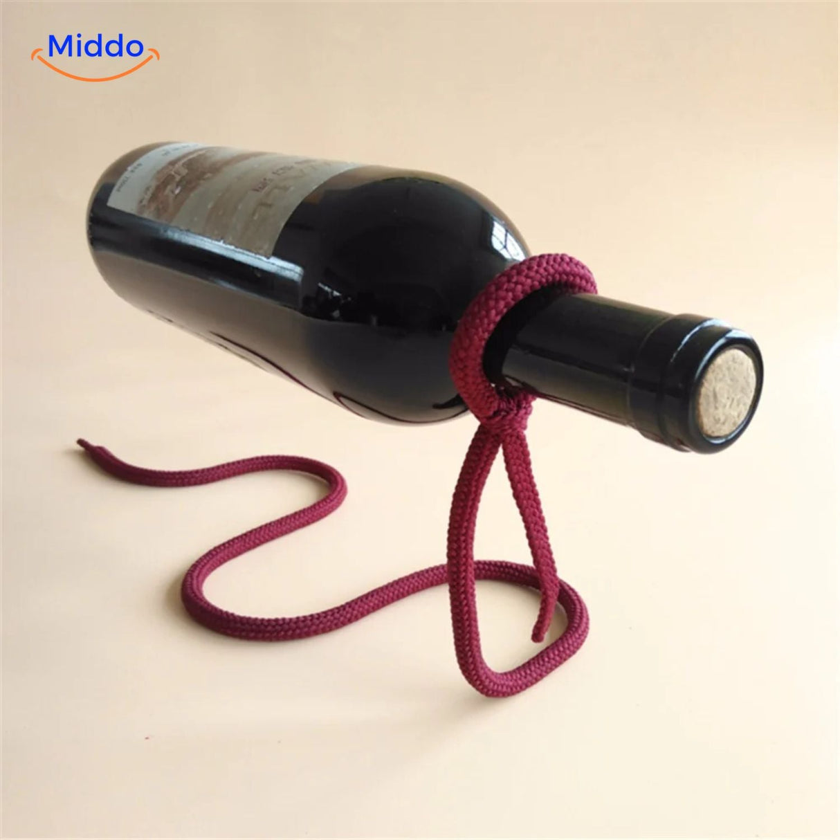 porte-bouteille vin en corde beige naturelle, style bohème chic et chaleureux