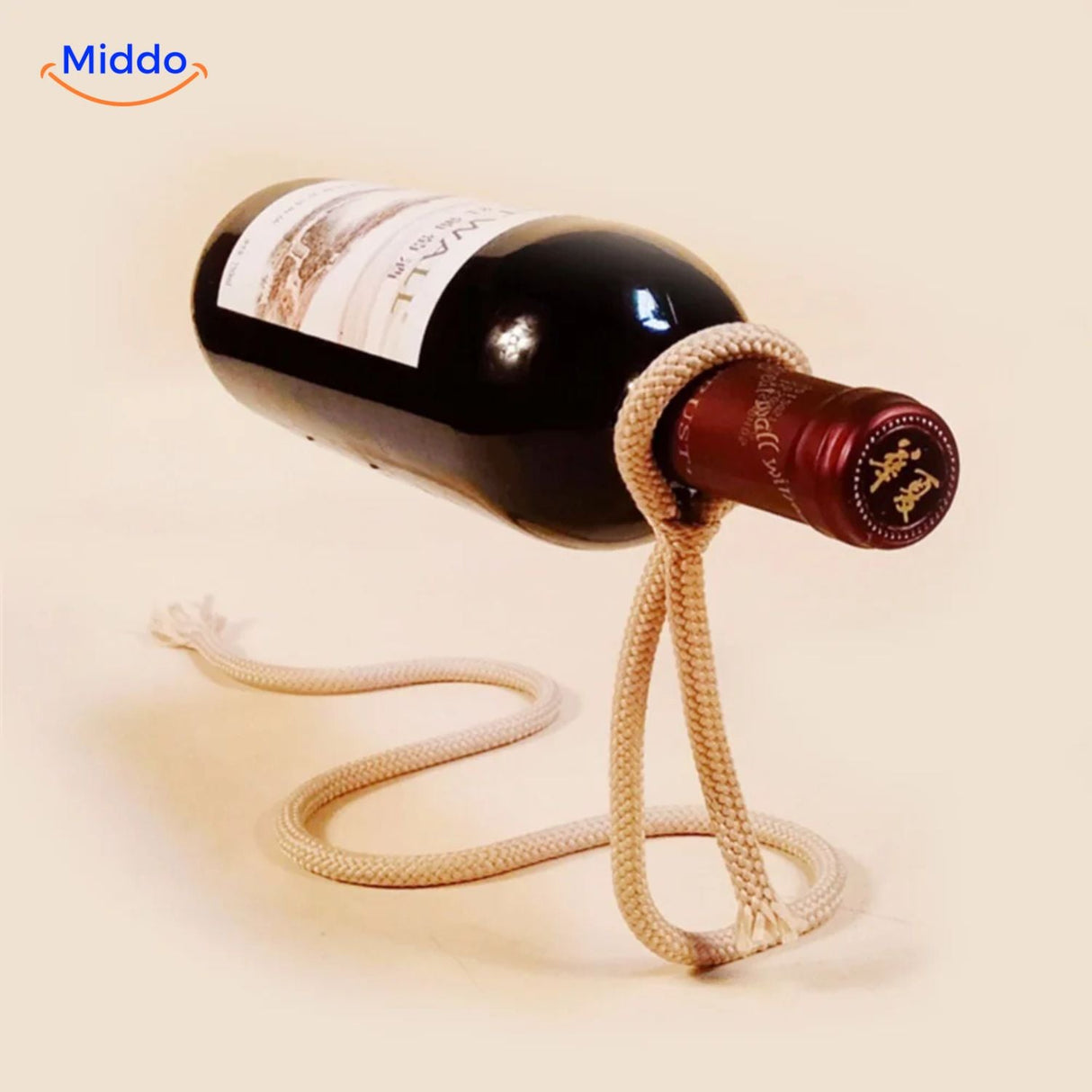 porte-bouteille vin avec corde bordeaux maintenant la bouteille en équilibre élégant