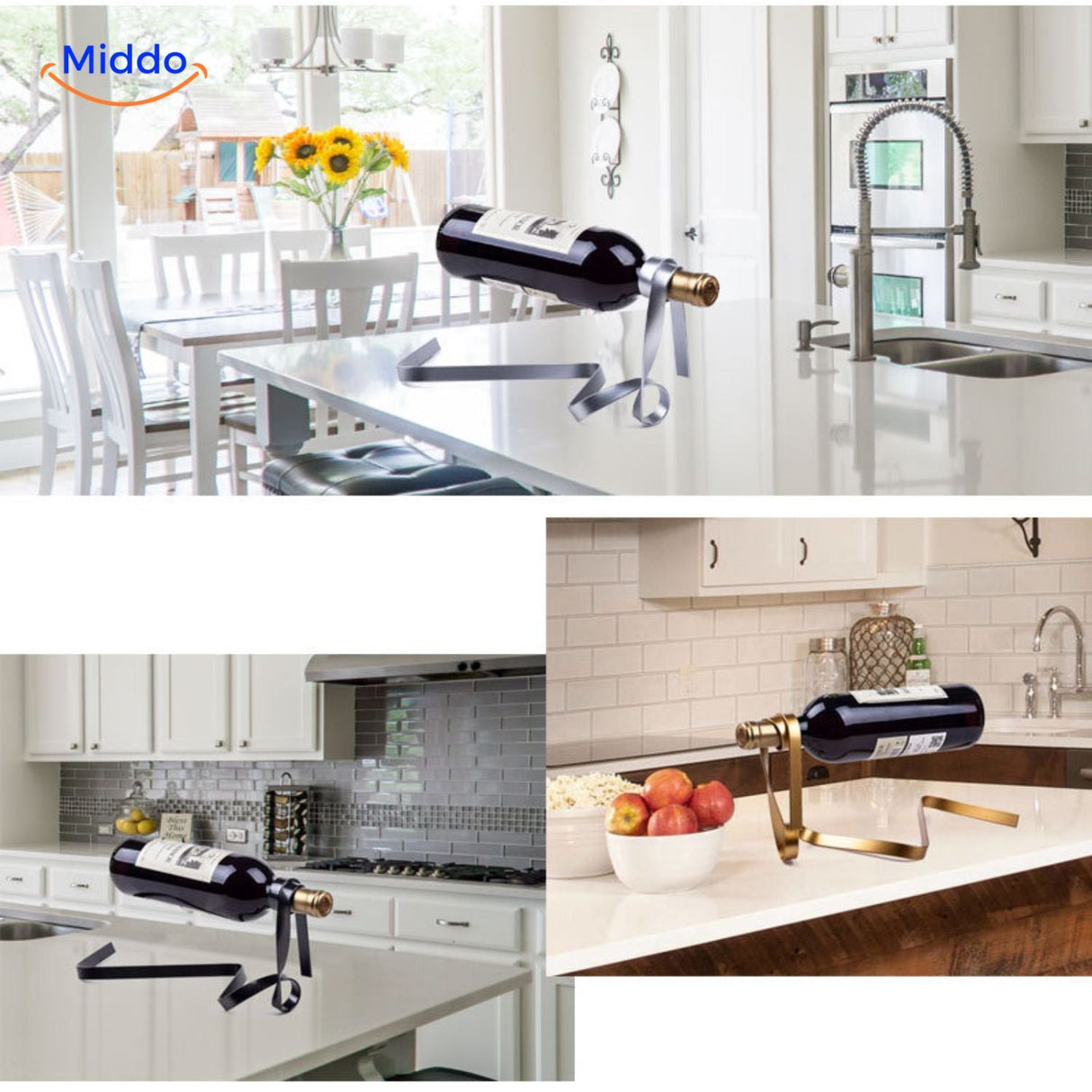 support à vin posé dans une cuisine moderne, présentoir décoratif tendance