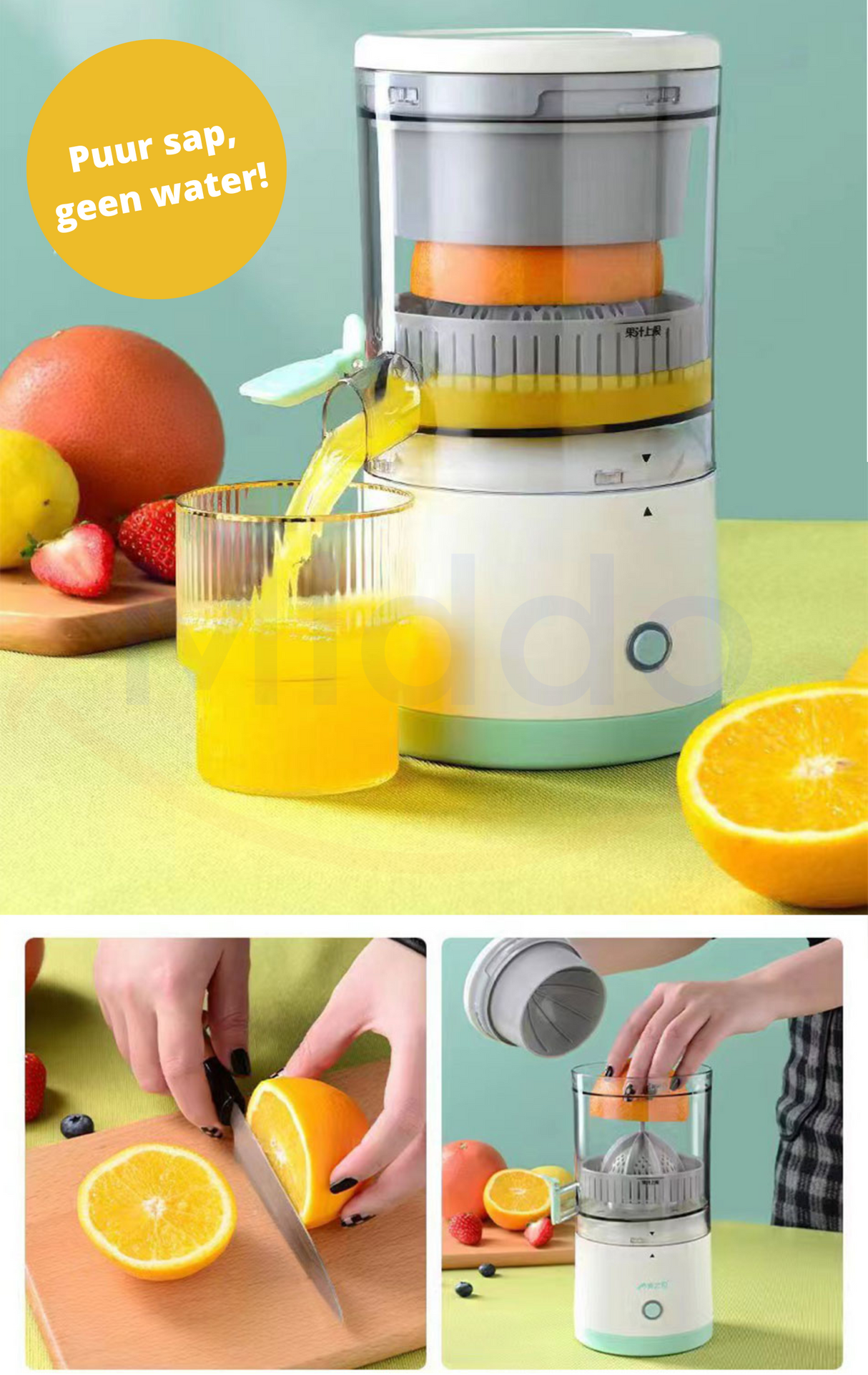 presse-agrumes produisant un jus d'orange frais et pur directement dans le verre