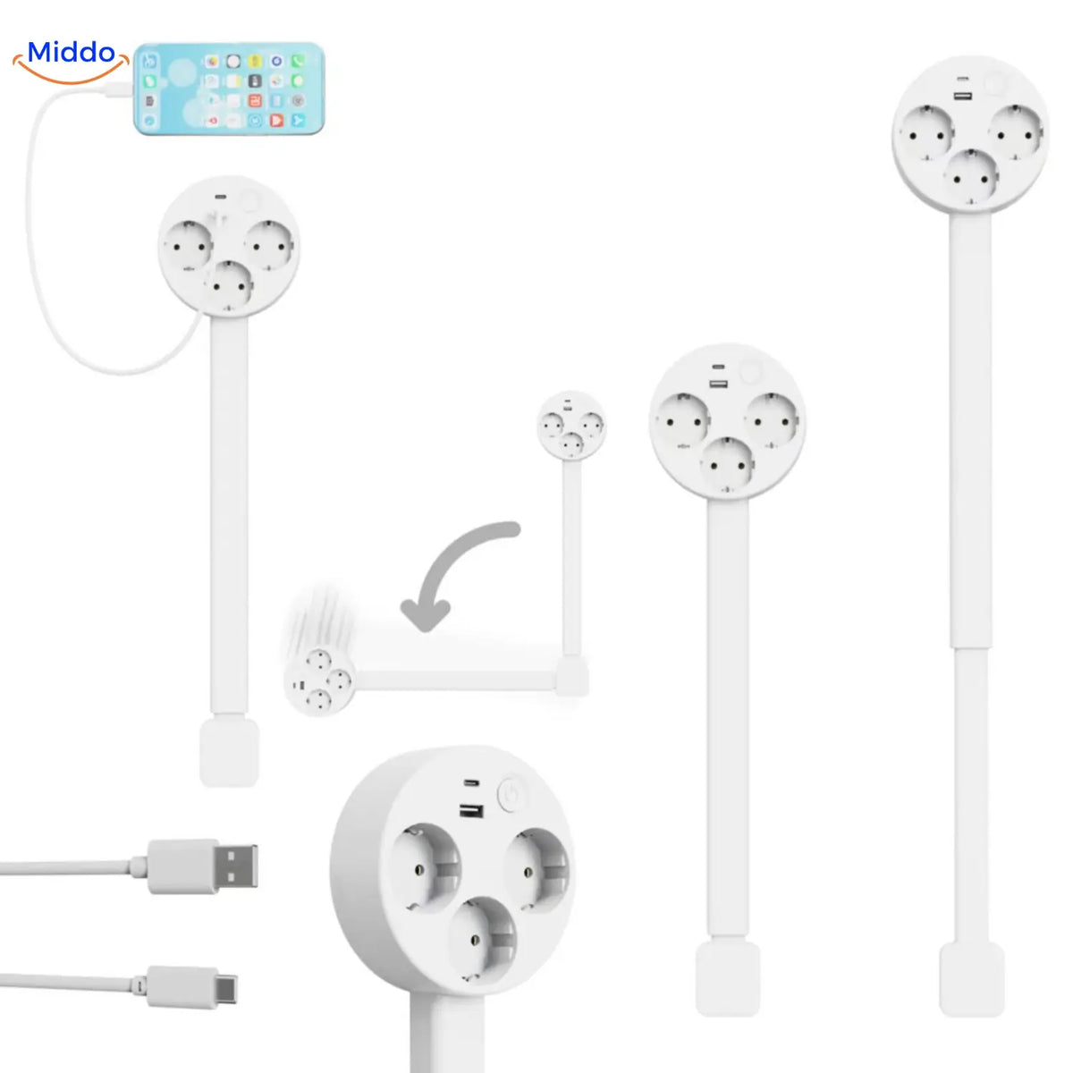 prise compacte voltiflex réglable, idéale à placer derrière un meuble ou canapé