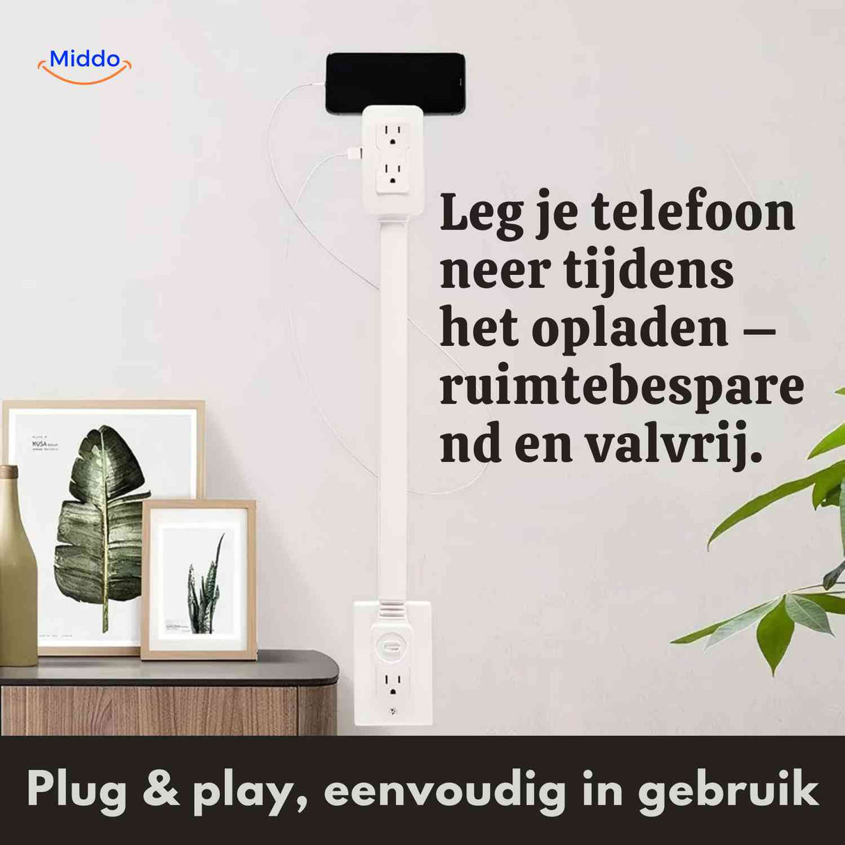 prise voltiflex gain de place avec support téléphone intégré pour une recharge organisée