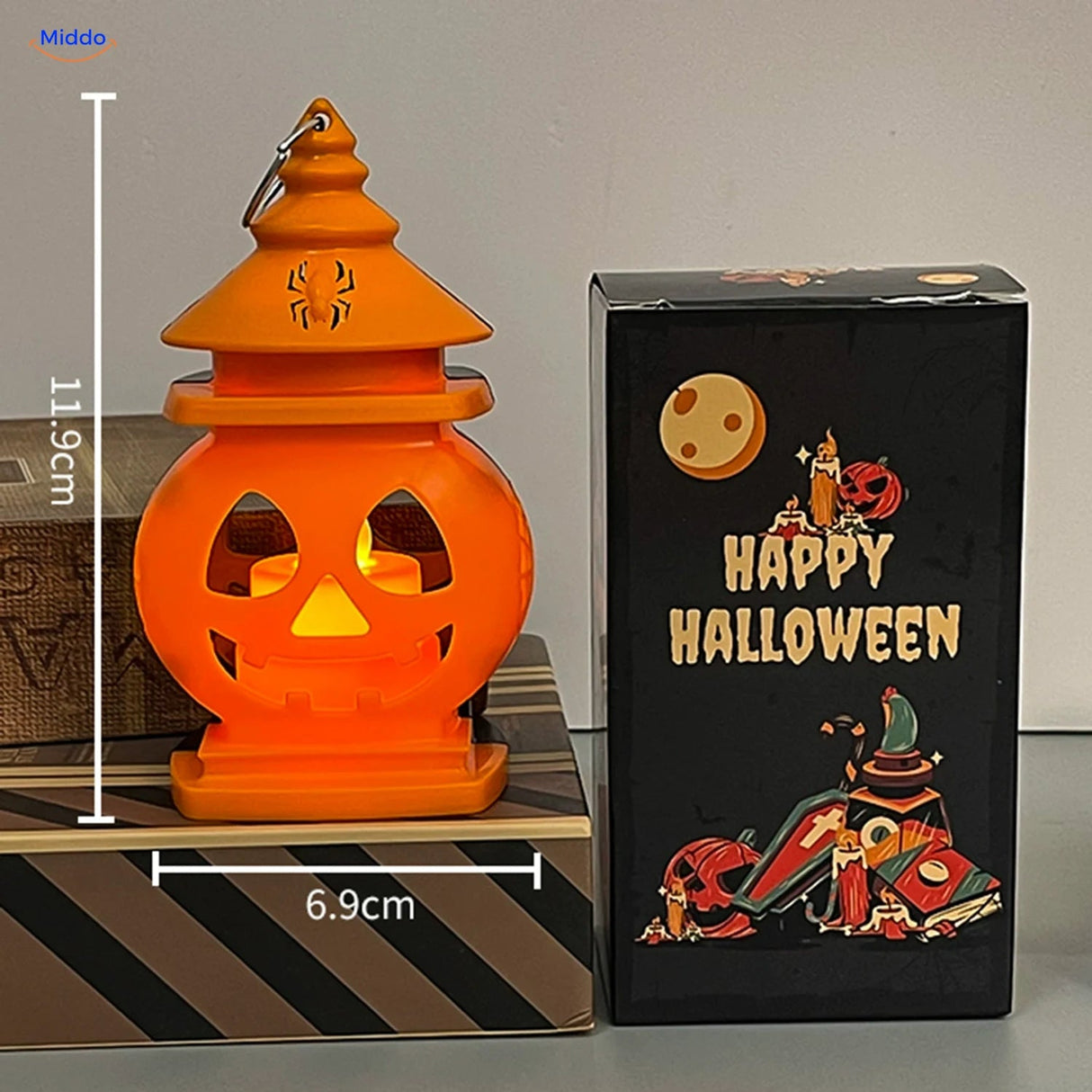 PumpkinGlow™ Château | Lueur chaude, lanterne d’Halloween portable