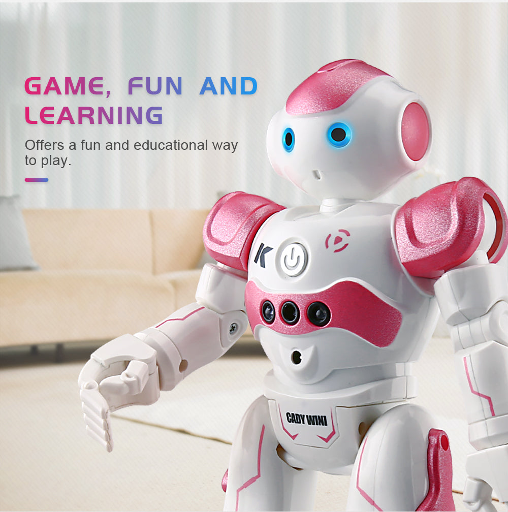 robot interactif arlock en rose et blanc avec fonctions educatives pour enfants de 8 ans et plus