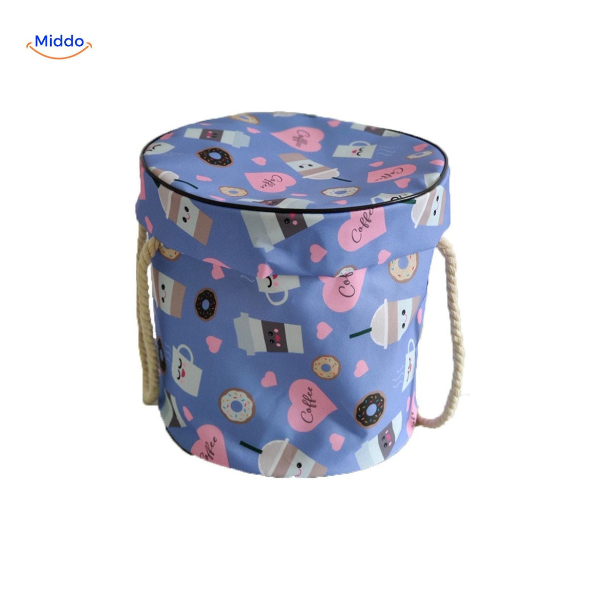 sac zippé bleu avec guide des dimensions affiché, coloris bleu enfant