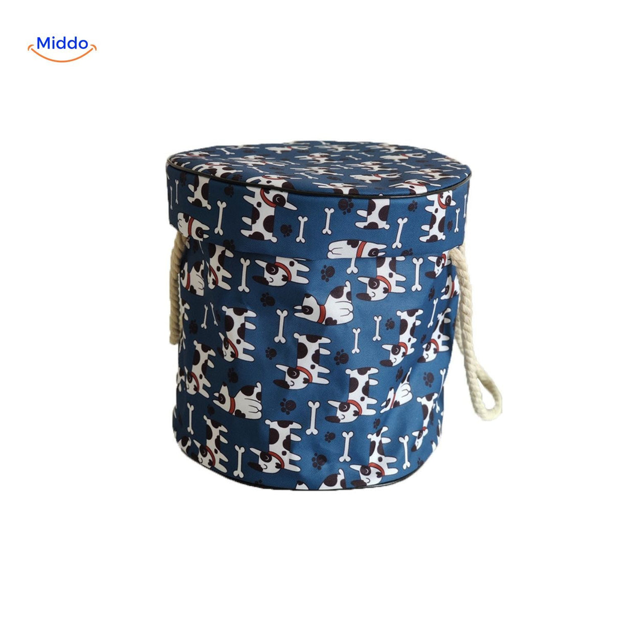 sac zippé rangement jouets gris avec couvercle fermé, rangement sécurisé