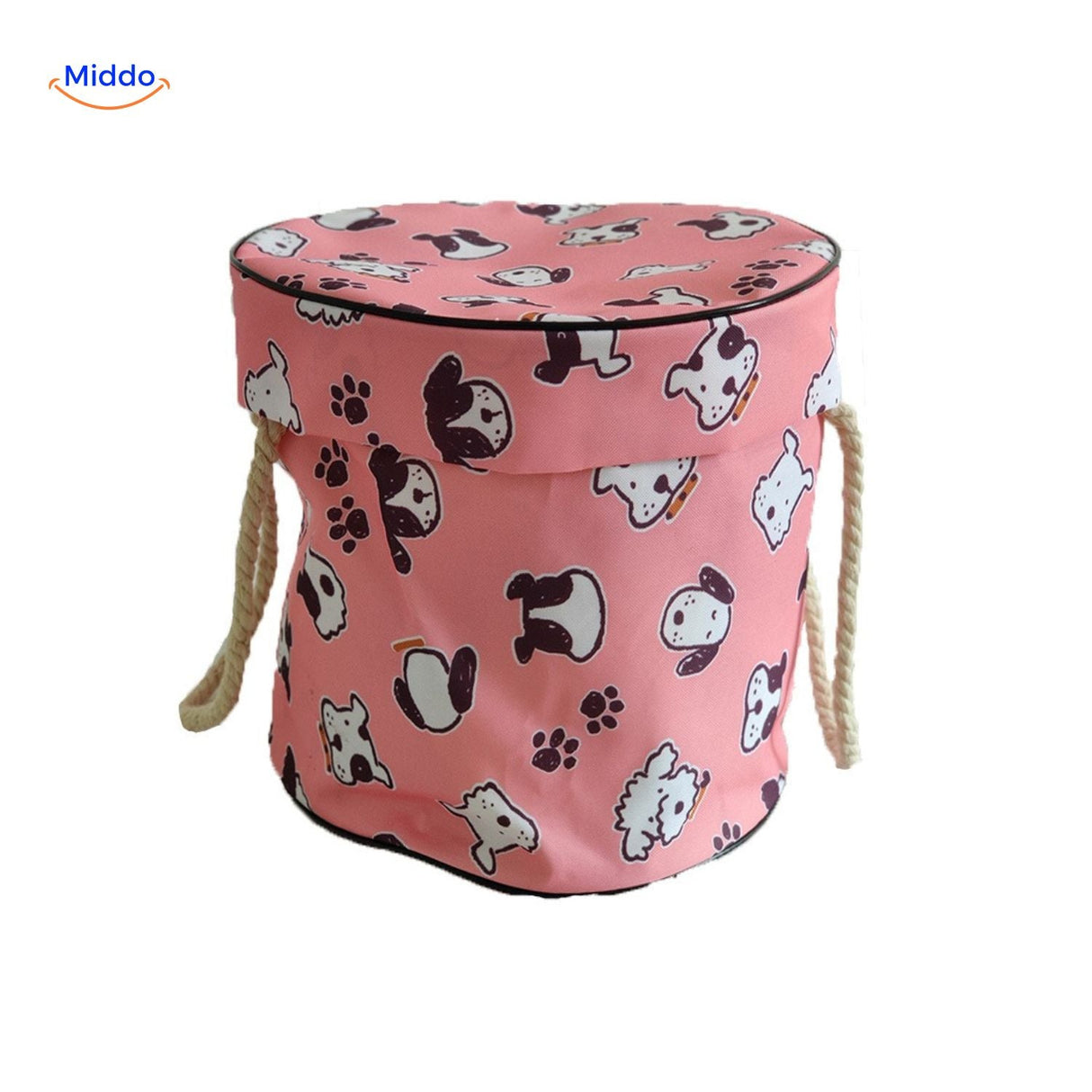 sac de rangement jouets rose avec motif chiens imprimé, coloris fille tendance