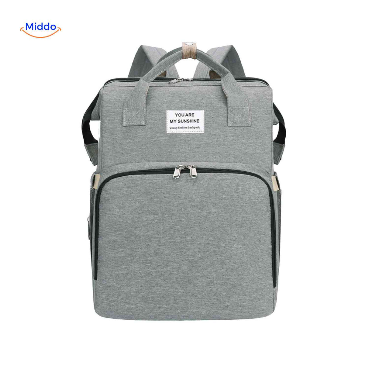 sac à langer gris tendance avec look moderne, indispensable pour les parents branchés