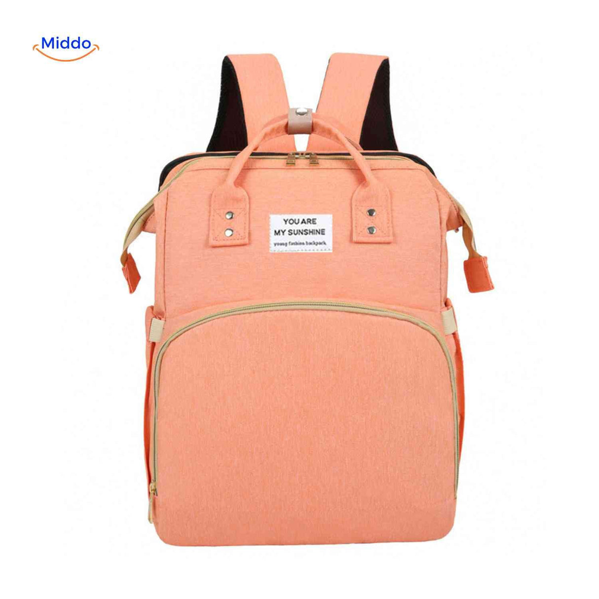 sac à langer orange vif et pratique avec nombreux compartiments pour bébé