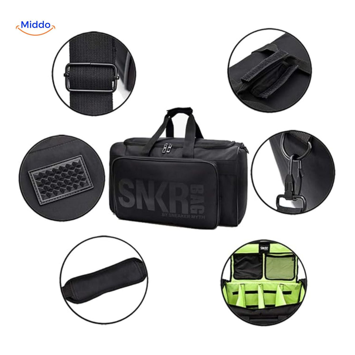 details du sac de sport : bretelles et sangles reglables pour un transport confortable