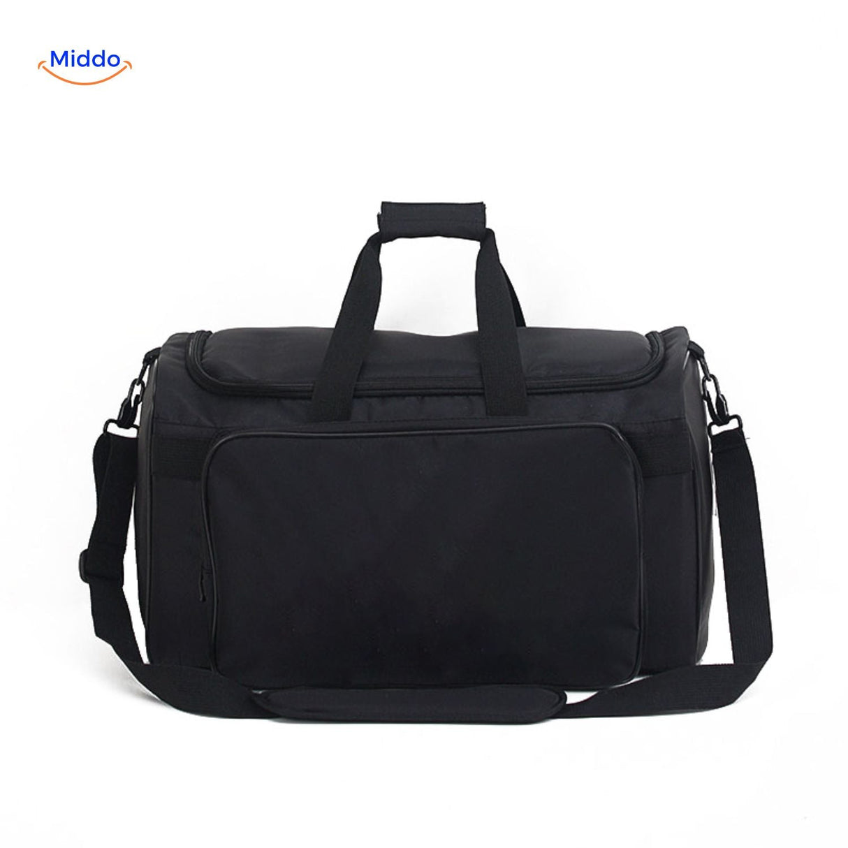 sac de sport noir avec bandouliere reglable incluse, vue de profil